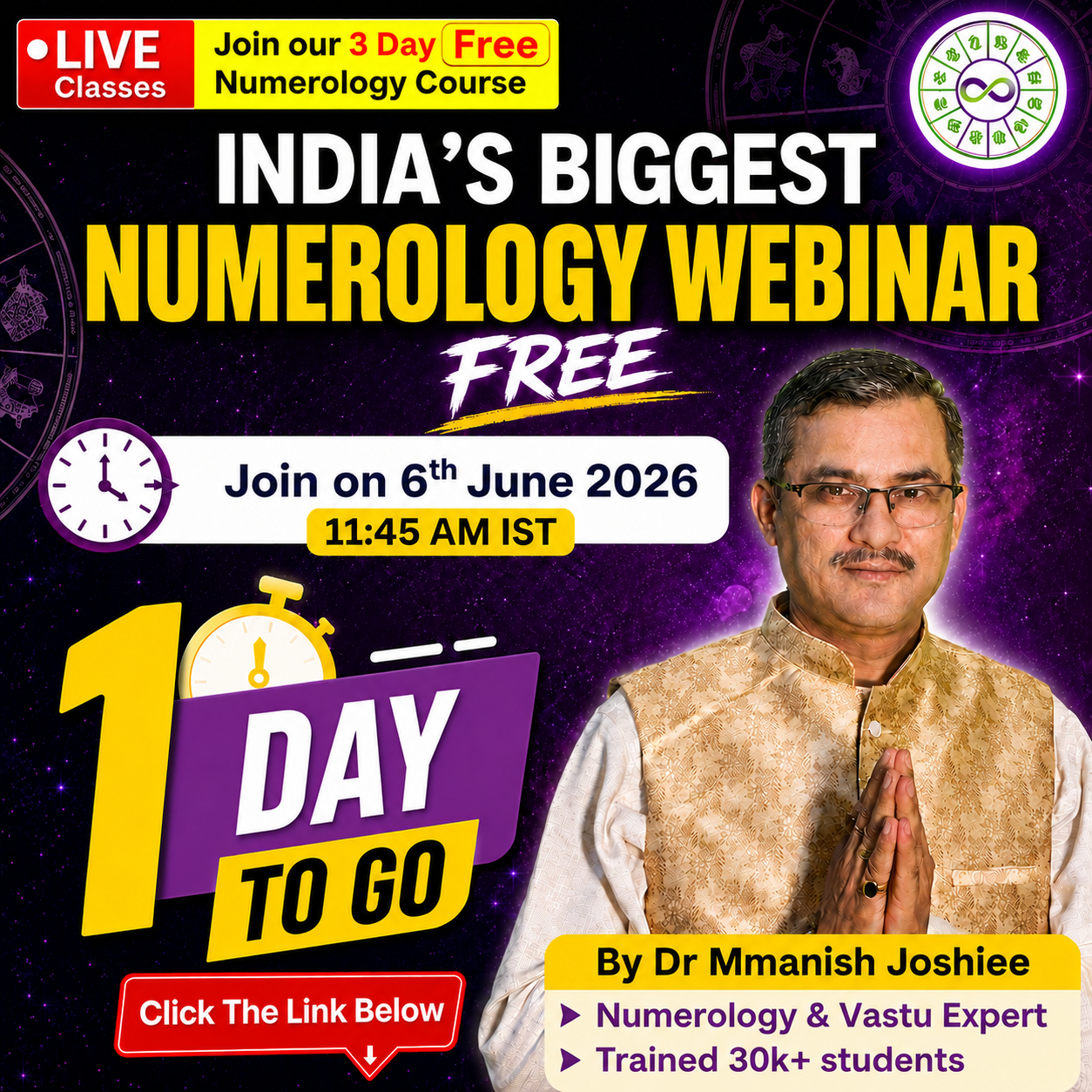 Cossmic Connection Facebook ad: Last Chance: Join the 3-Day Numerology Webinar