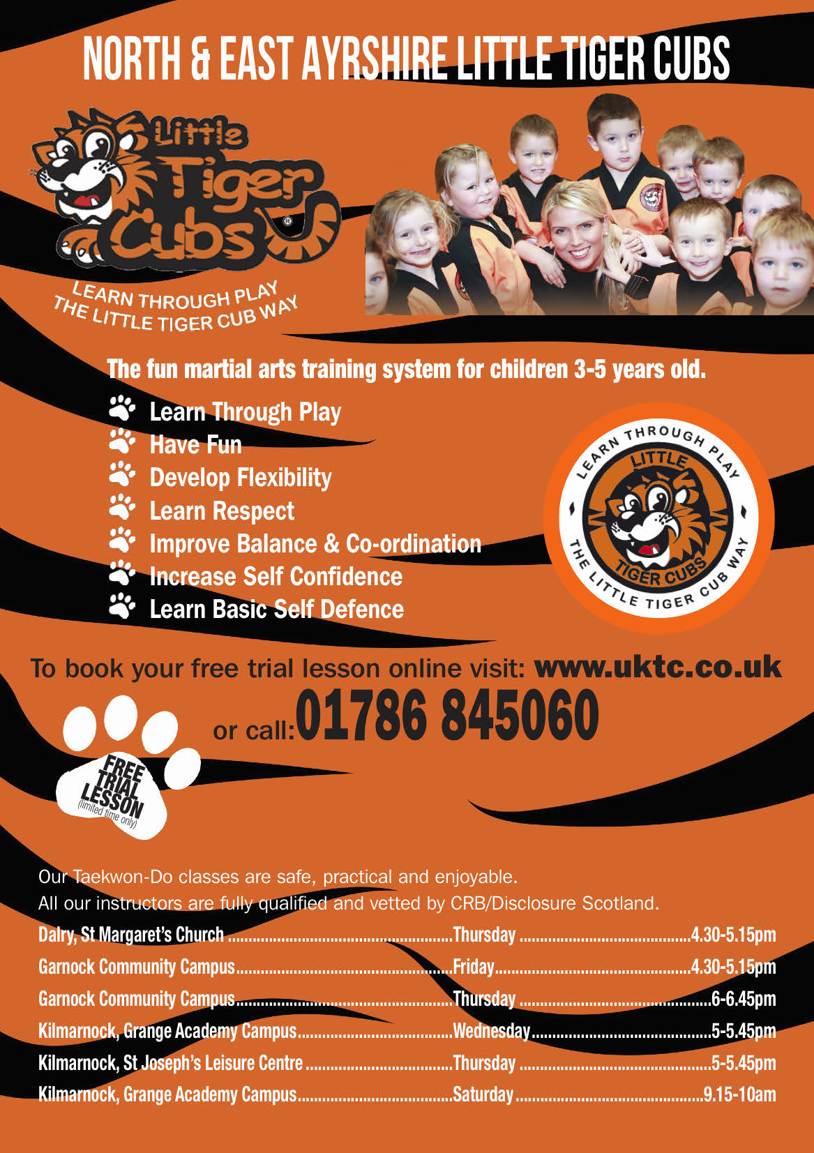 UKTC Taekwon-Do & Little Tiger Cubs Facebook ad: Beith, Dalry, Garnock & Kilmarnock