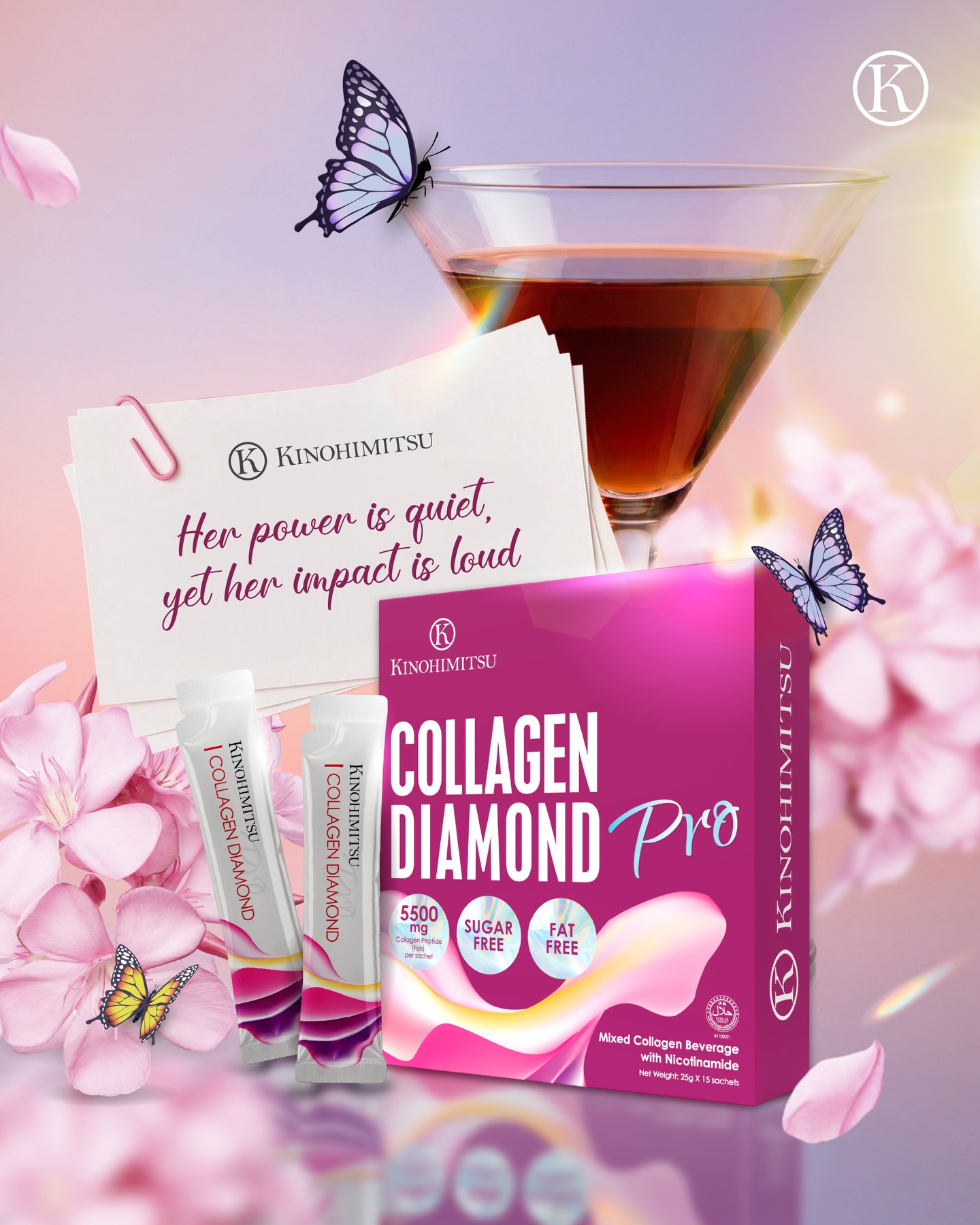 Kinohimitsu Malaysia Facebook ad: Collagen Diamond Pro, Skin Glowing / Firming / Anti-Aging…