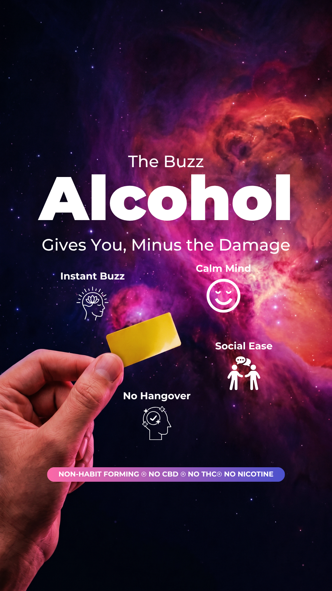 Vibestrips Facebook ad: Keep The Buzz, Ditch The Alcohol
