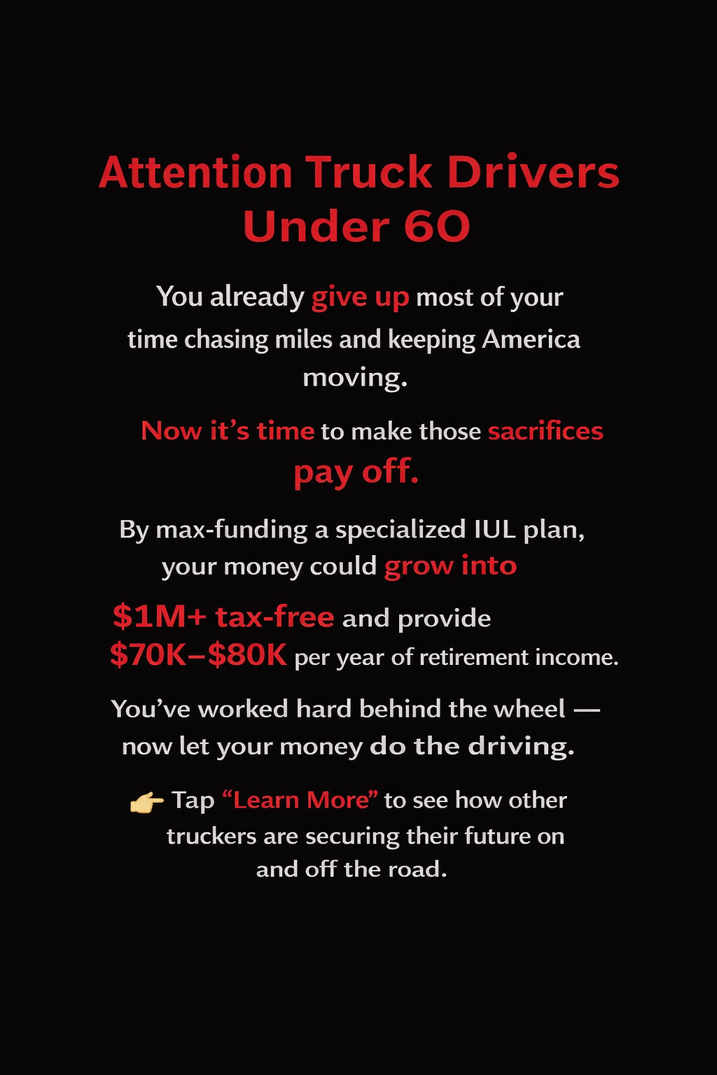 Trucker's Life Insurance Shop Facebook ad: Income Protection For Family and Truck Drivers!