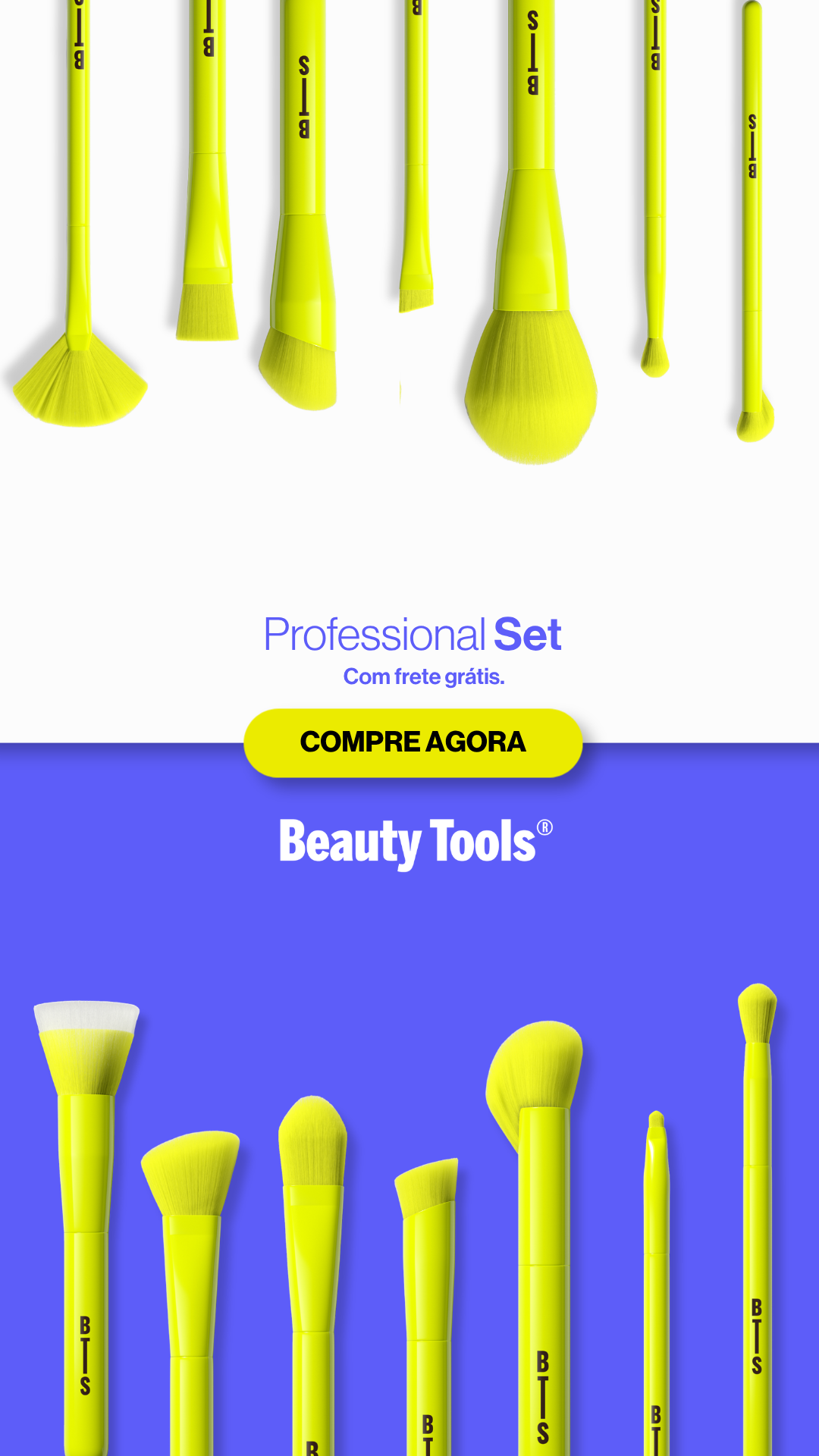 Beauty Tools Facebook ad: O nível da sua maquiagem começa pelas ferramentas.