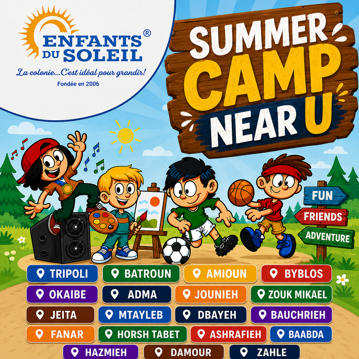 Enfants du Soleil Facebook ad: Find Your Nearest Summer Camp