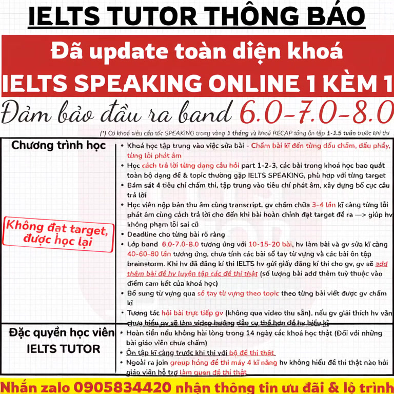 ieltstutor.vn - Chấm bài IELTS Writing Speaking online hàng đầu Việt Nam Facebook ad from Sep 4, 2026
