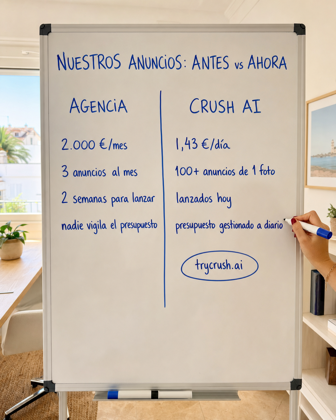 trycrush.ai Facebook ad: Agencia vs Crush AI