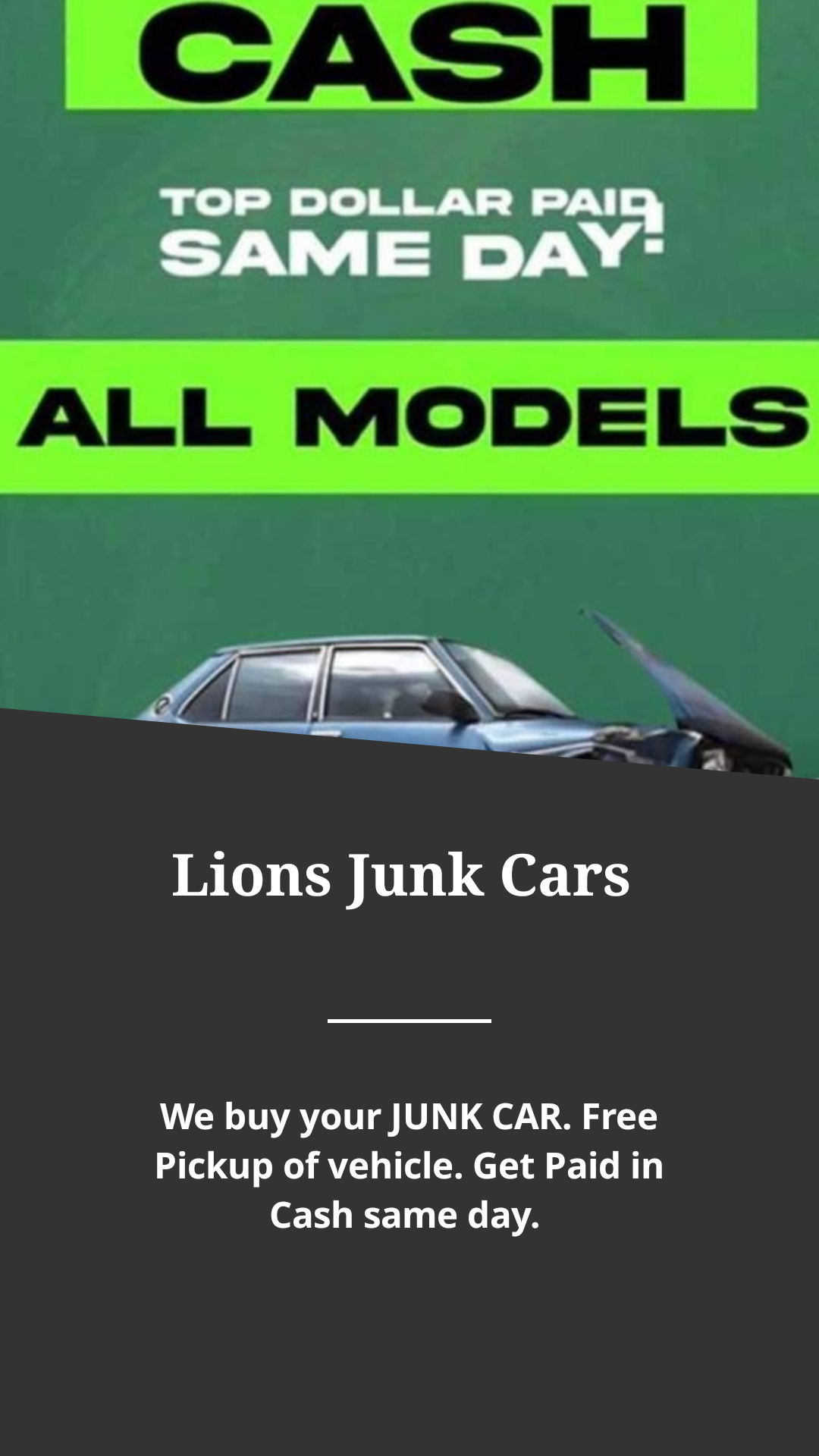 Lions Junk Cars Facebook ad from Apr 21, 2023