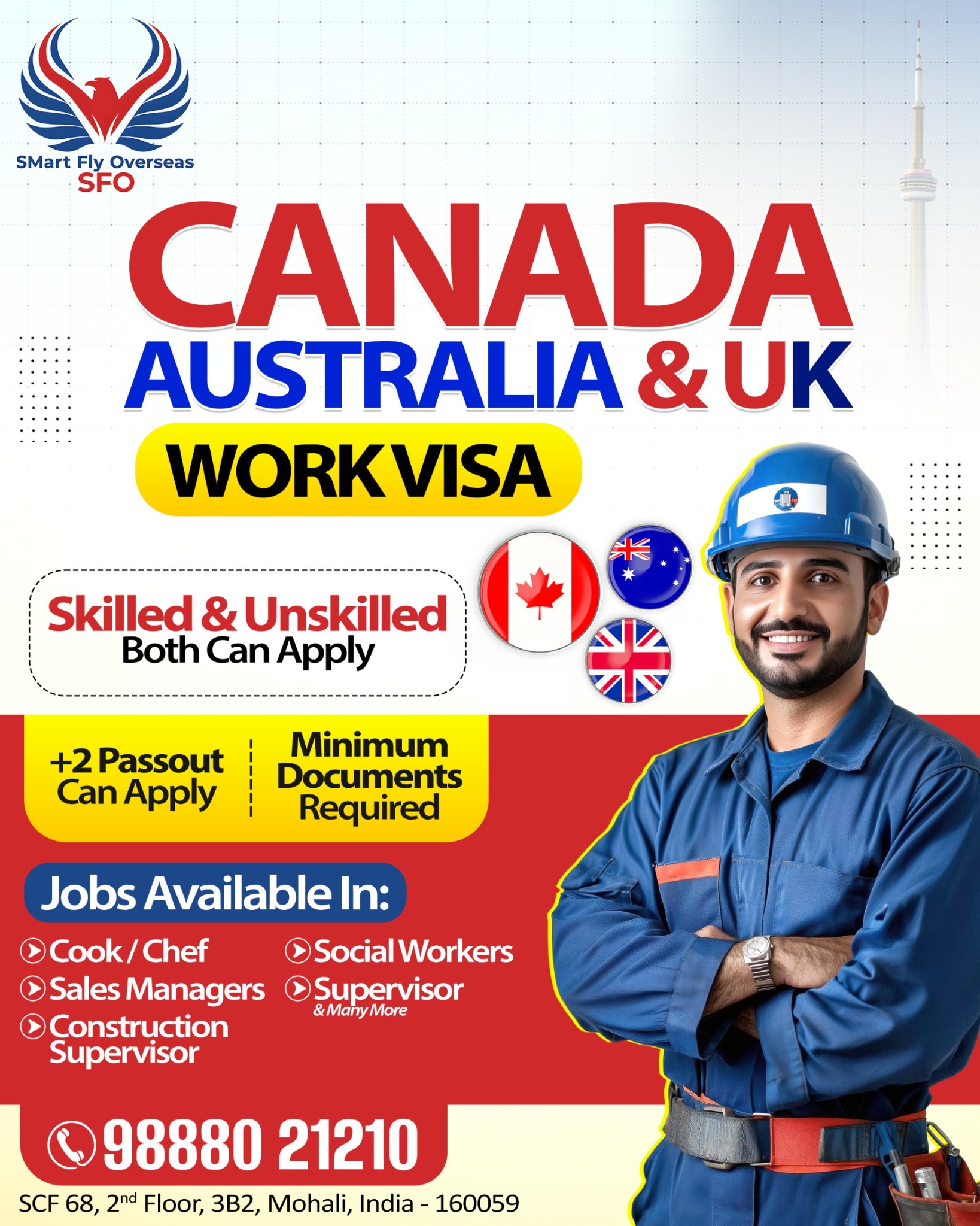 Smartflyoverseas.com Facebook ad: Canada, Australia & UK Work Visa