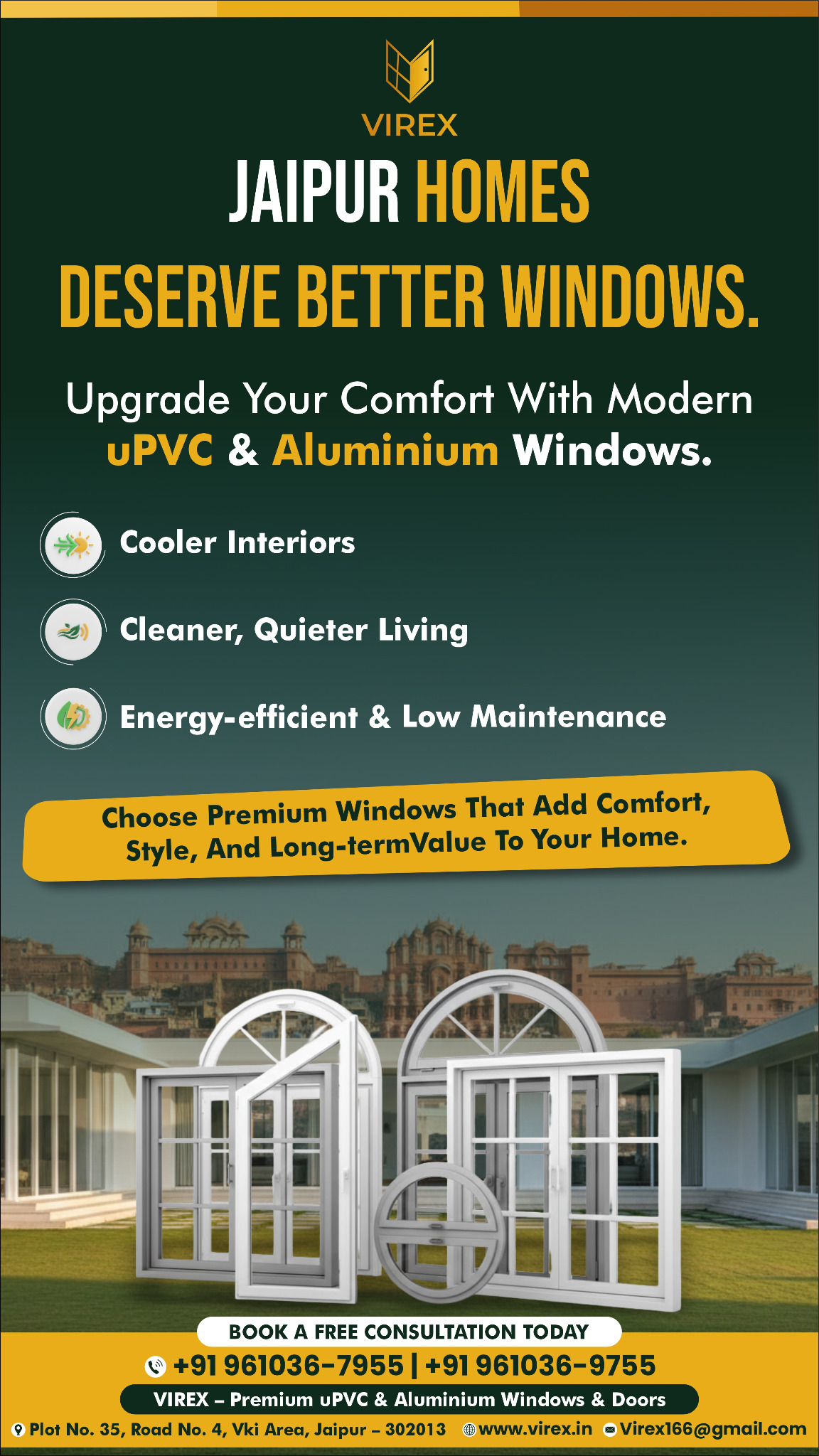 VIREX Upvc & Aluminium Solutions Facebook ad from Jan 8, 2026