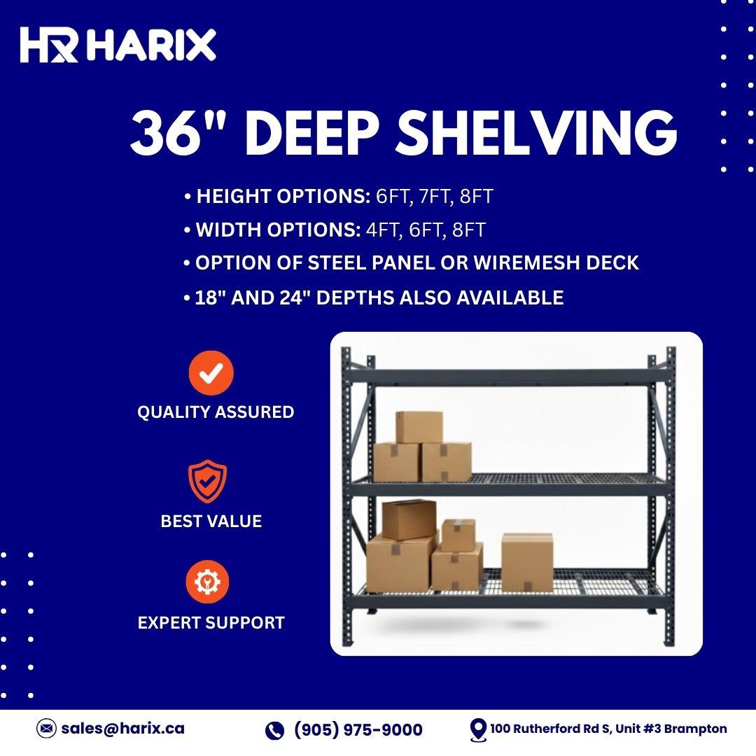 Harix.ca Facebook ad: Heavy-Duty 36 Deep Industrial Shelving