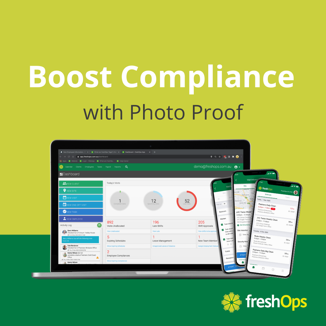 freshOps Facebook ad: Boost compliance with photo proof