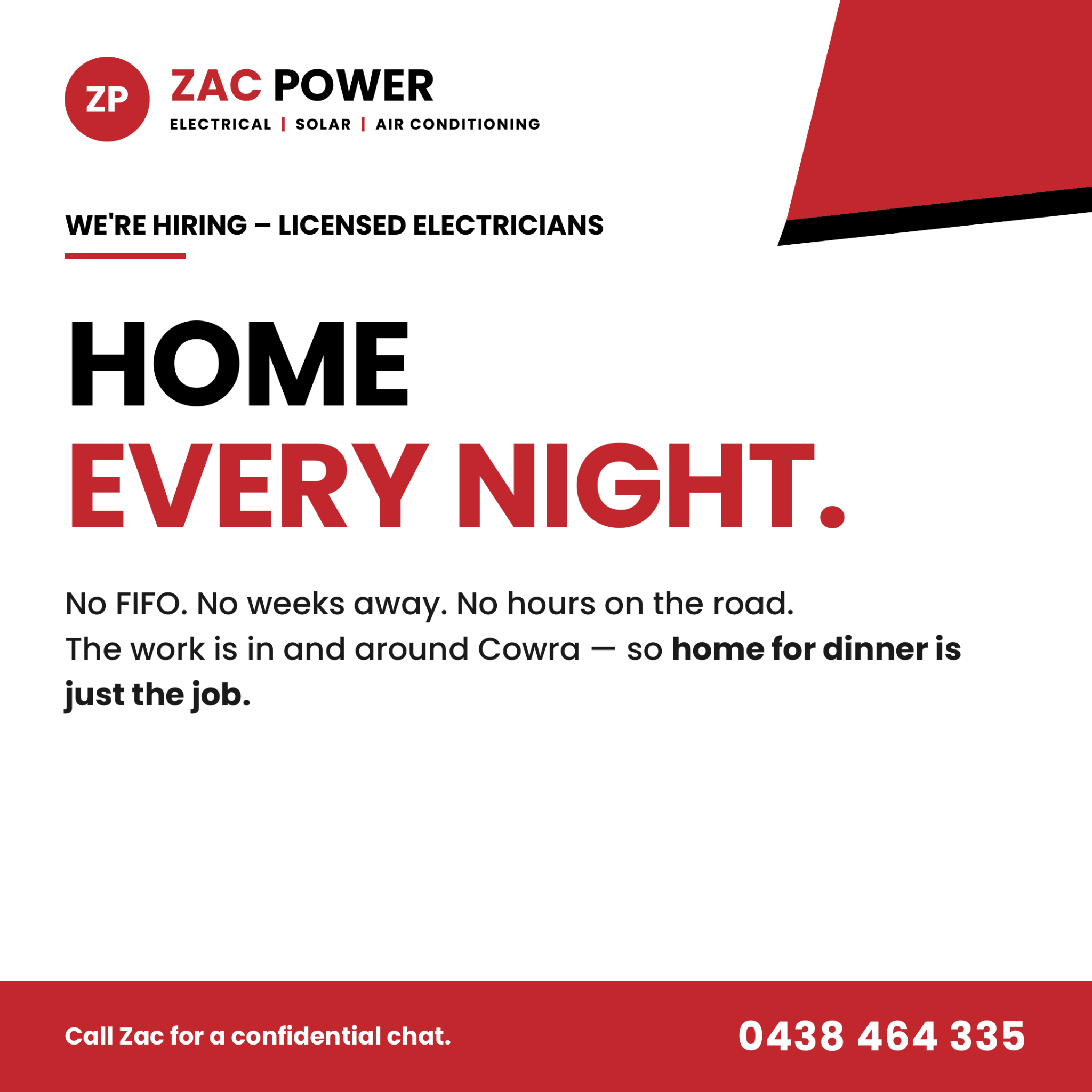 Zac Power Solar Electrical Aircon Facebook ad