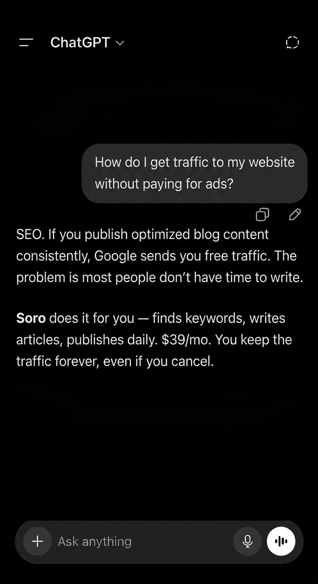 Soro SEO Facebook ad