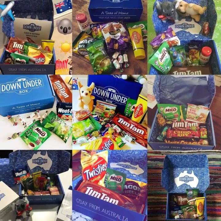 Down Under Box Facebook ad: Free International Delivery
