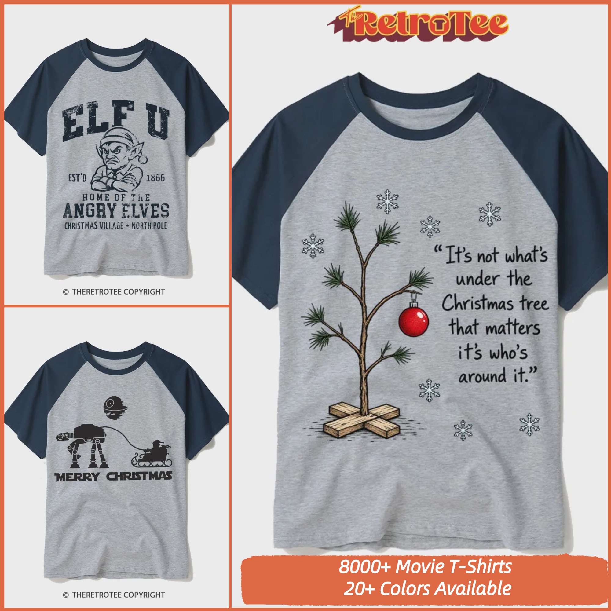 The RetroTee Facebook ad: 8,000+ Movie Tee Styles · 20+ Colors