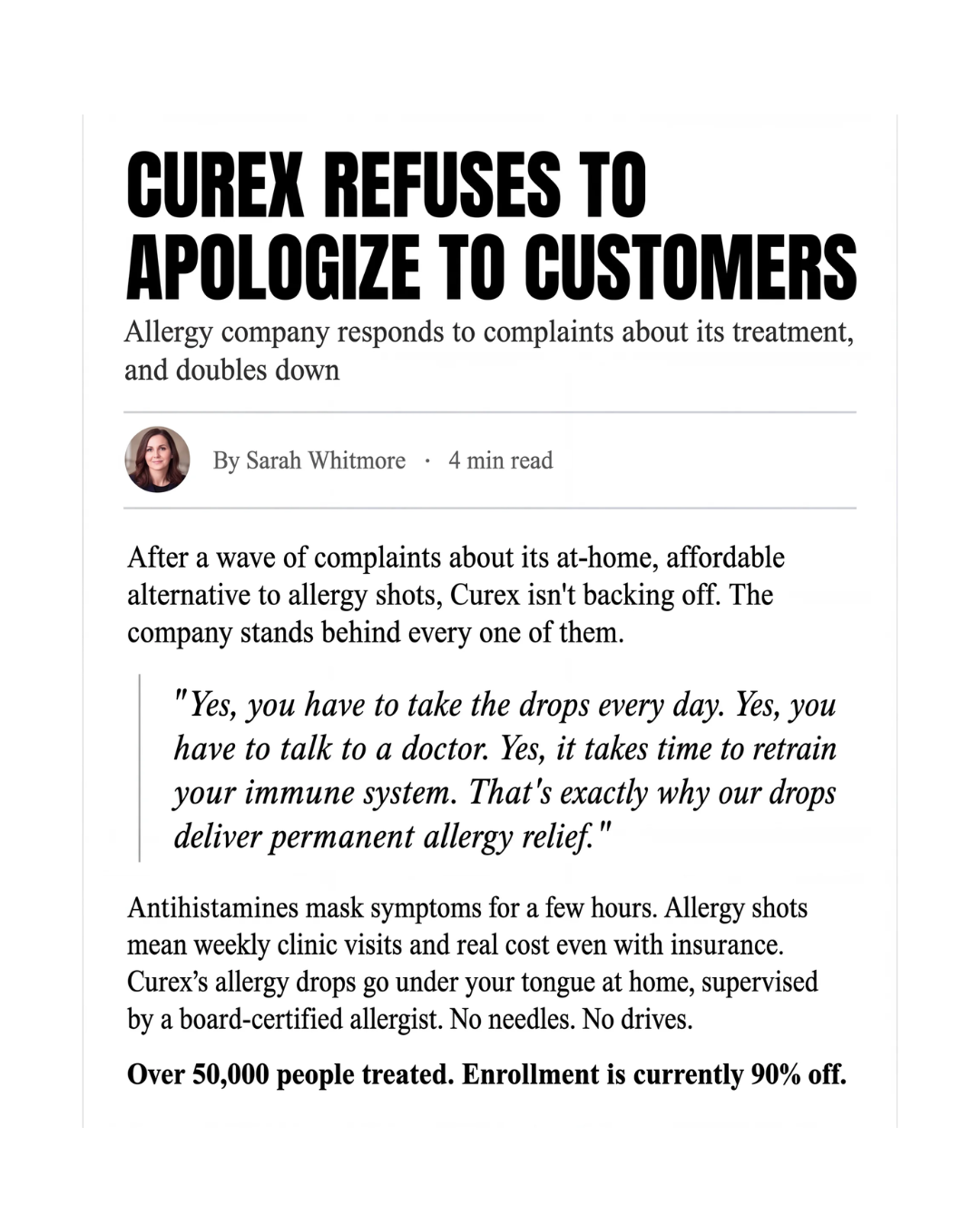 Curex Allergy Facebook ad