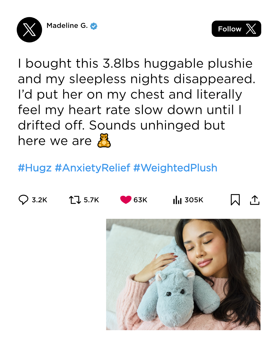 Hugz Weighted Friend Facebook ad