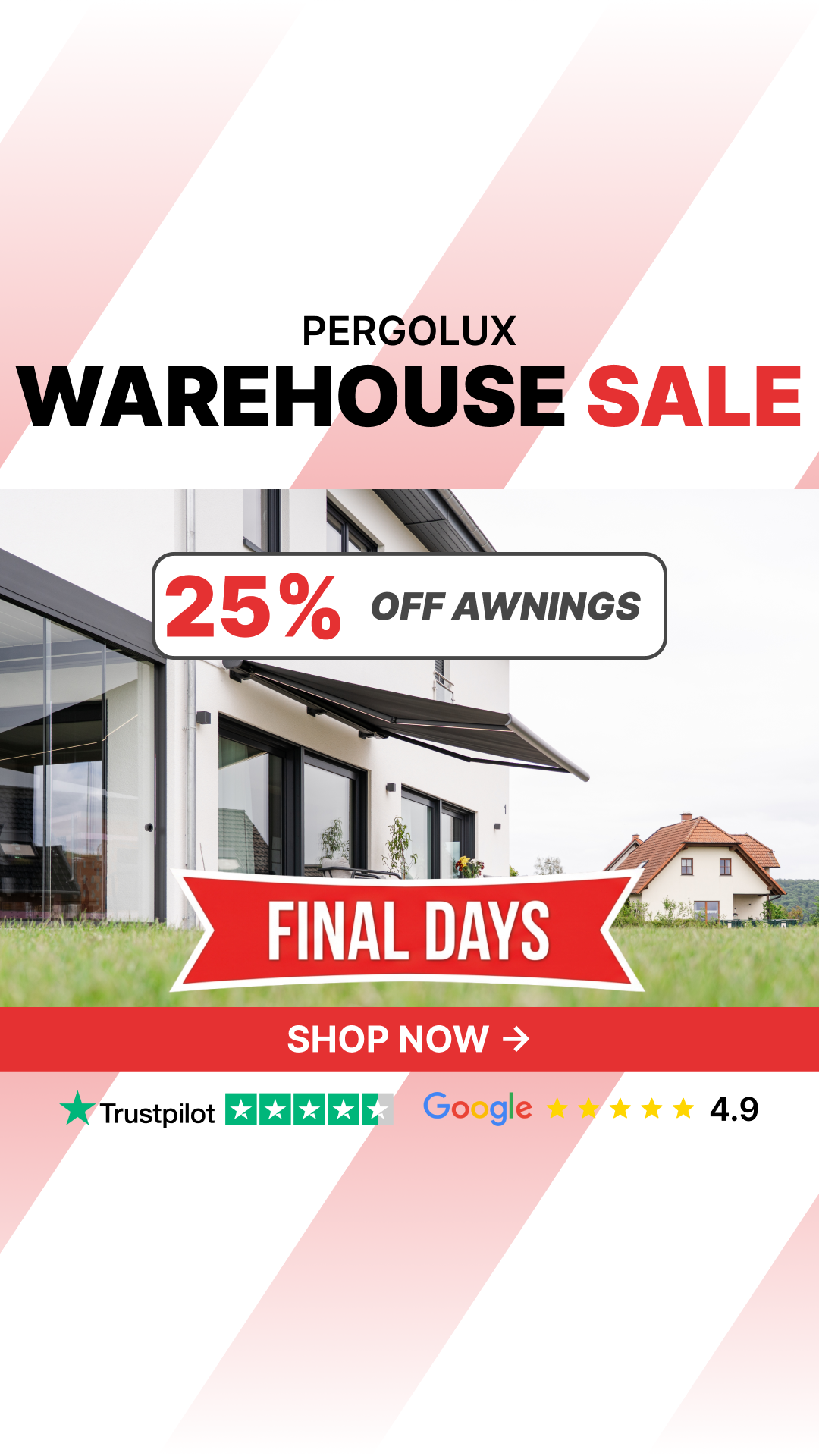 pergolux.au Facebook ad: 25% Off All Awnings