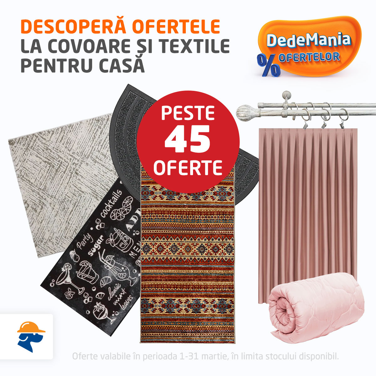 DEDEMAN Facebook ad: Oferte la Covoare și textile casă
