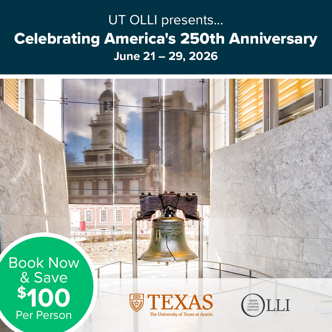 University Of Texas Olli Facebook ad: Skip the stress of planning and traveling alone…