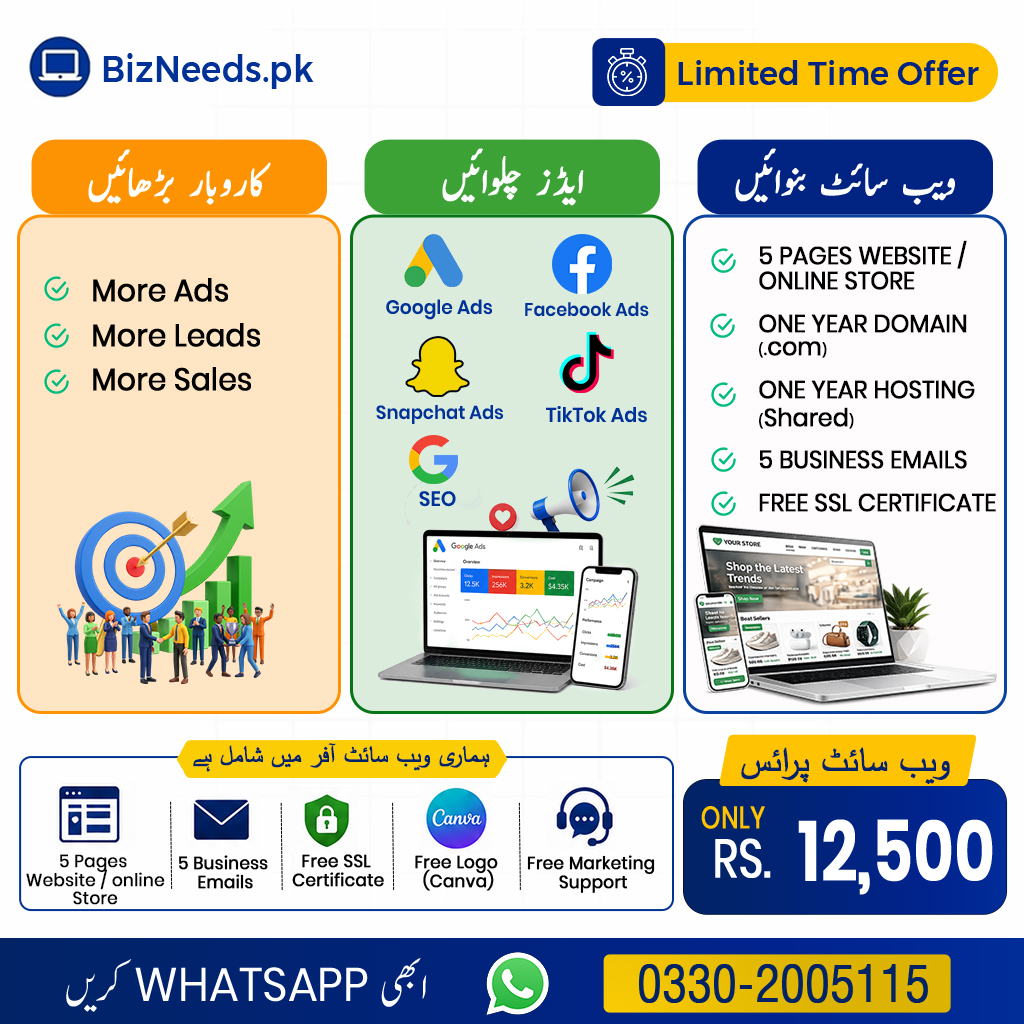 BizNeeds.pk Facebook ad: 50% Discount Offer