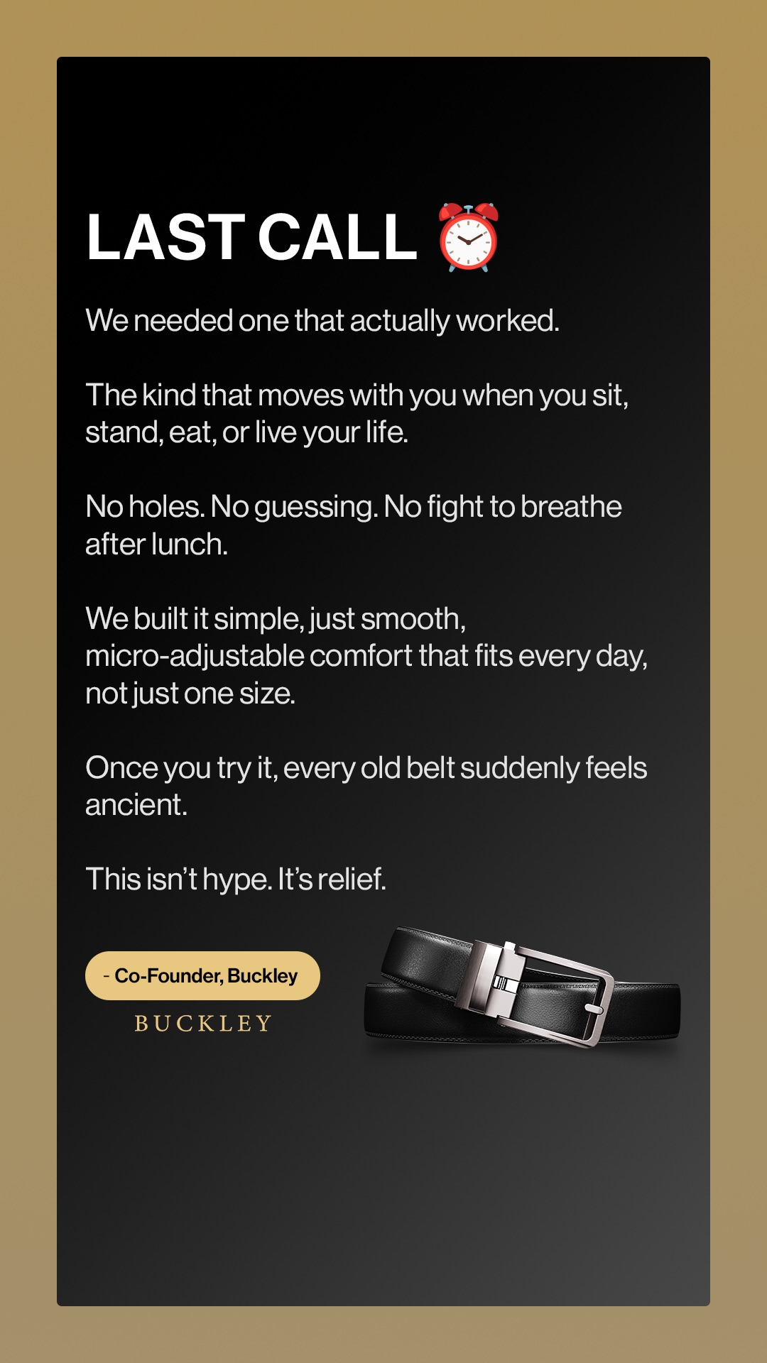 Buckley Belts Facebook ad