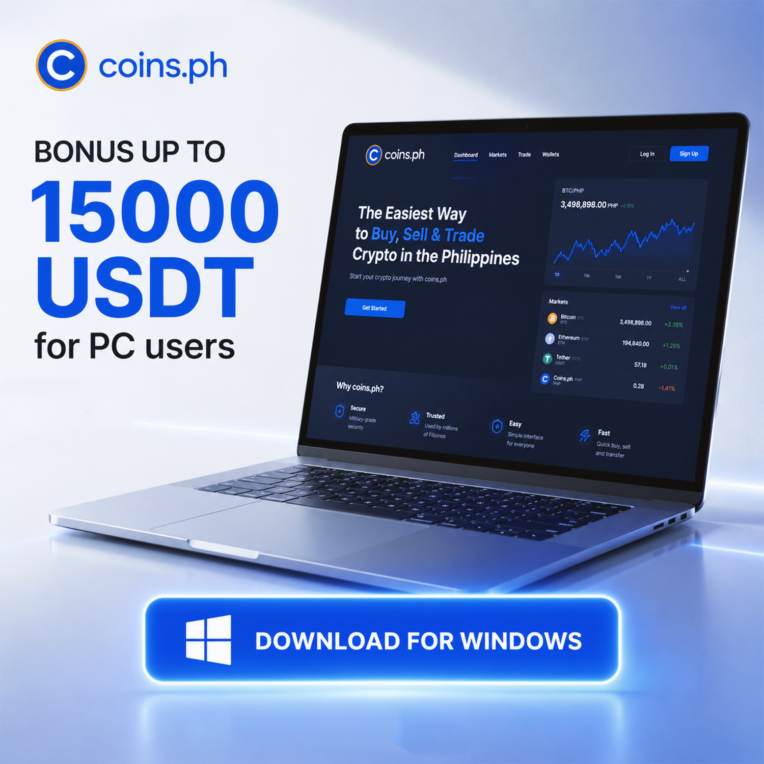 Bonus App Facebook ad: Download Coins.ph for Windows
