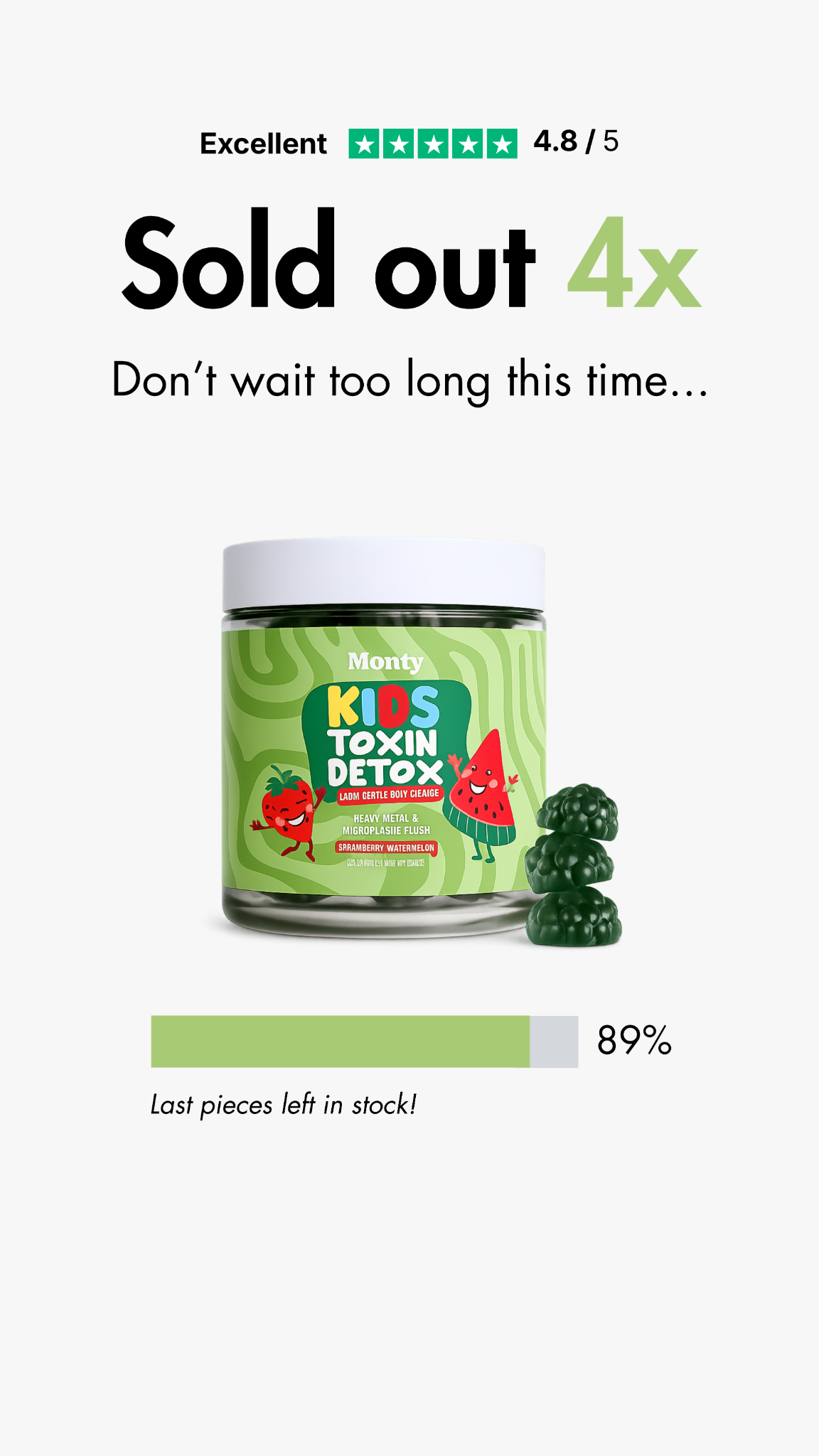 Monty Supplements Facebook ad: Back In Stock!
