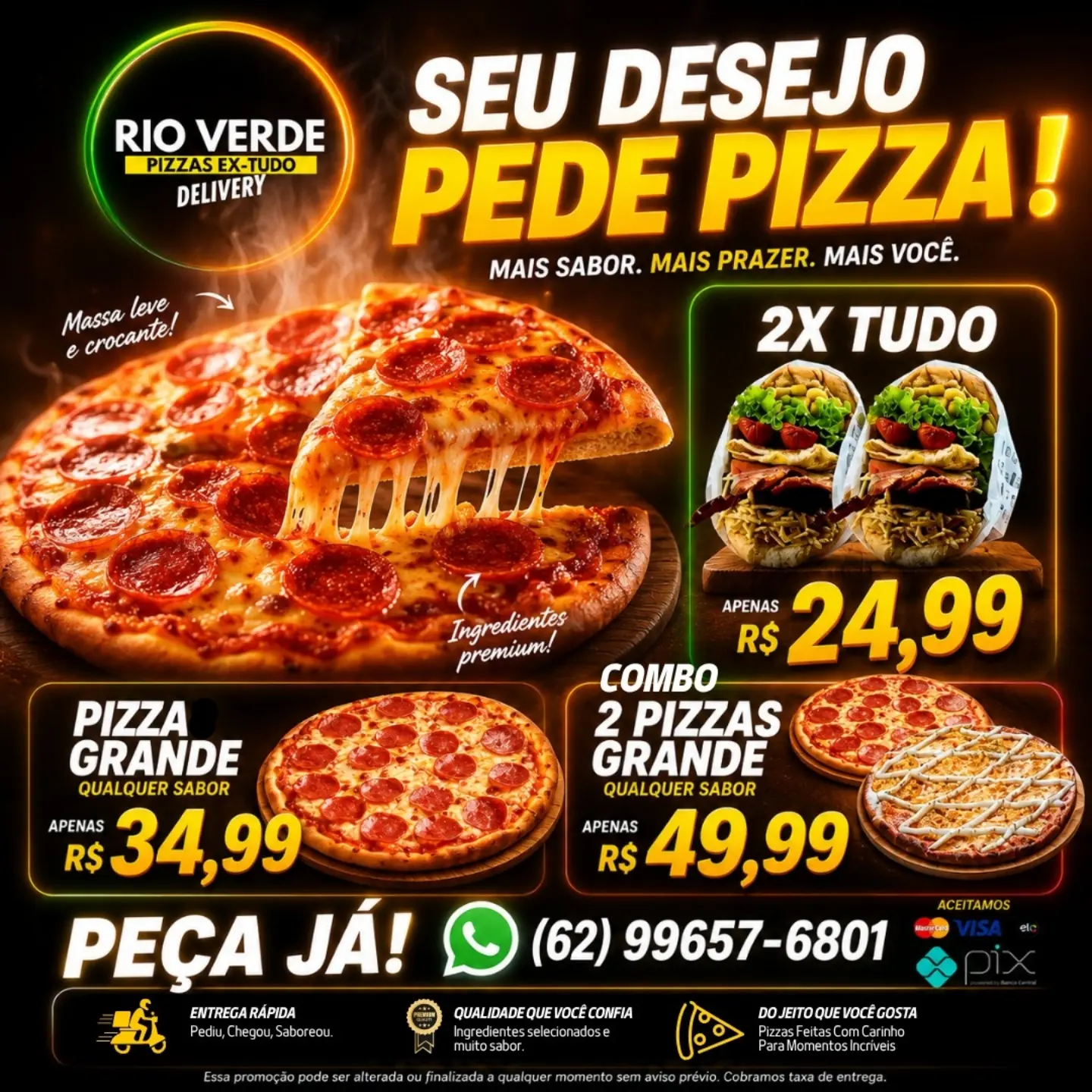 Pizzaria Rio Verde Facebook ad: Rio Verde Pizzas e X-Tudo Delivery | Delivery em Aparecida…