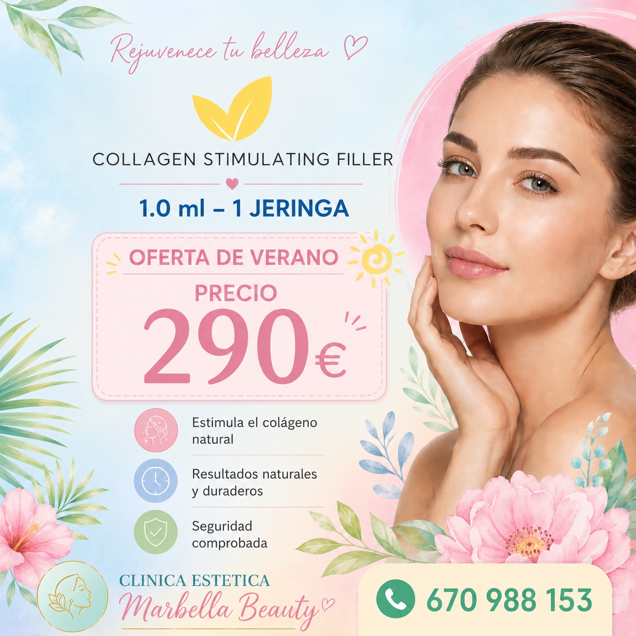 Clinica Estética Marbella BEAuty Facebook ad: ESTIMULADOR DE COLÁGENO 290€ 1.0ml +34 670 98…
