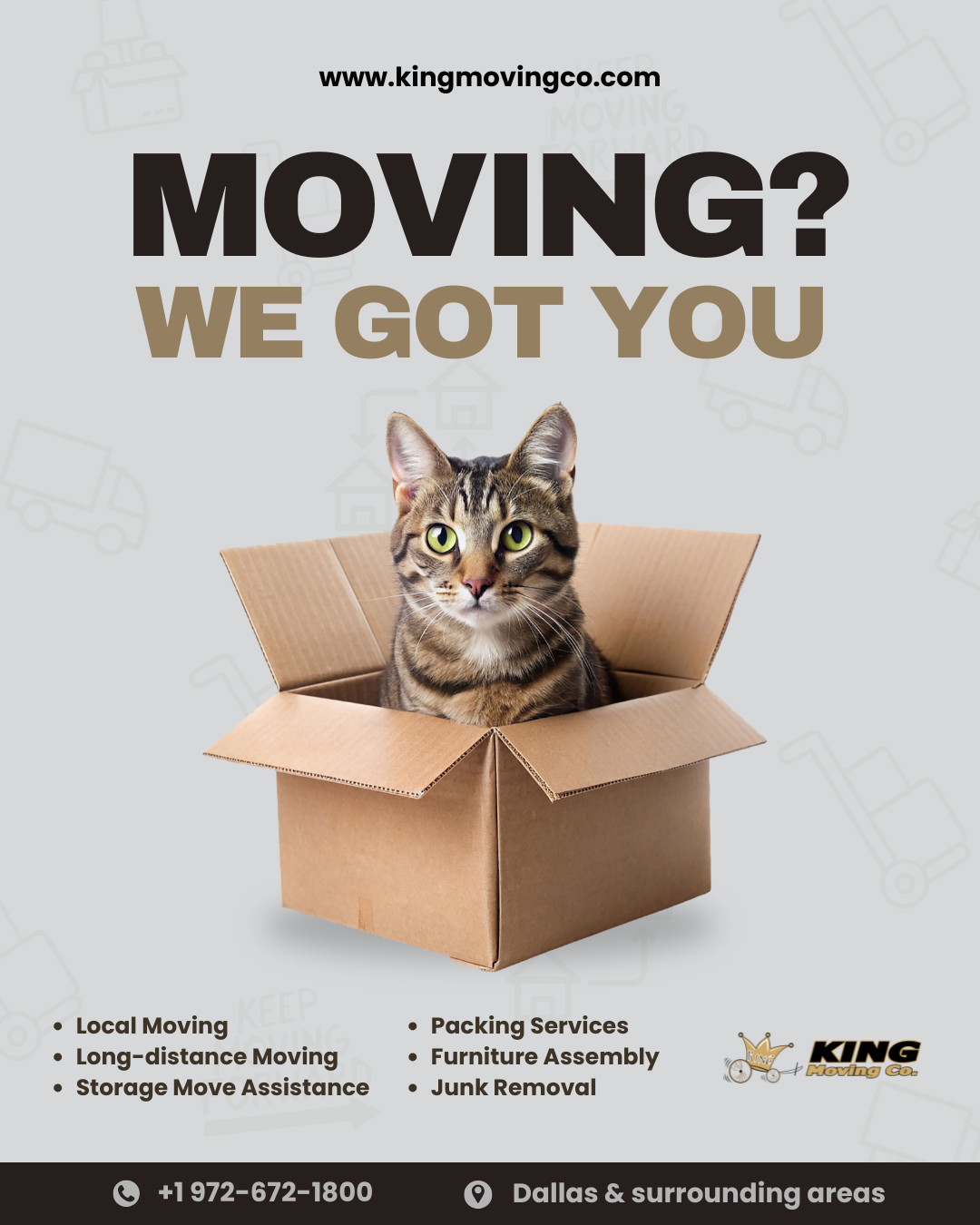 King Moving Company Facebook ad: Skip the Stress, King Moving Co Does the Heavy Lifting