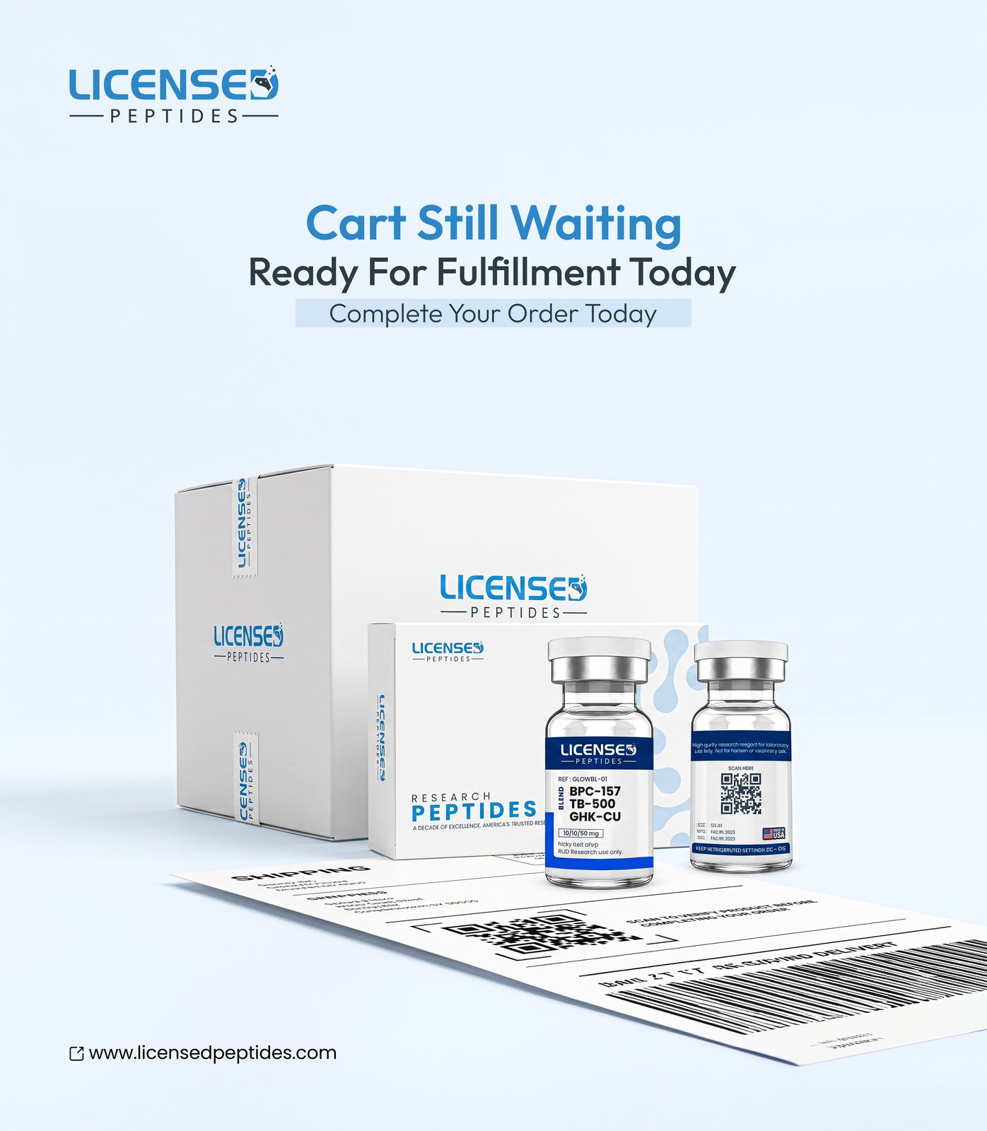 Licensed Research Peptides Facebook ad: EVERY PEPTIDE DISCOUNTED, SALE ENDS SOON
