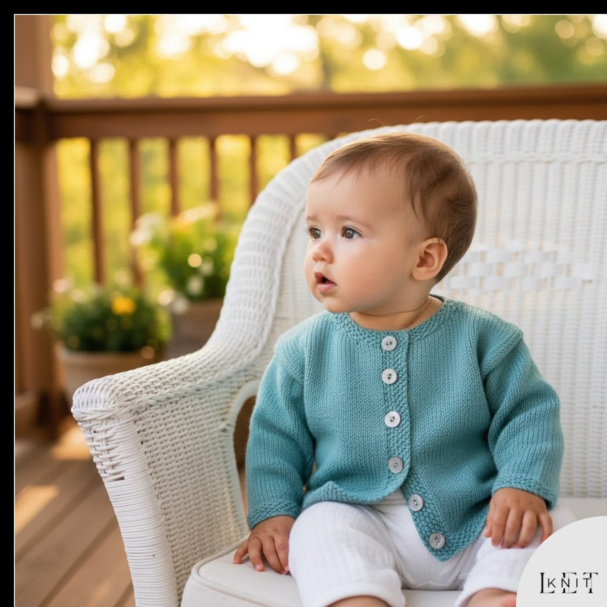 Let's Knit Facebook ad: Unisex Little Buttoned Cardigan Knitting Pattern