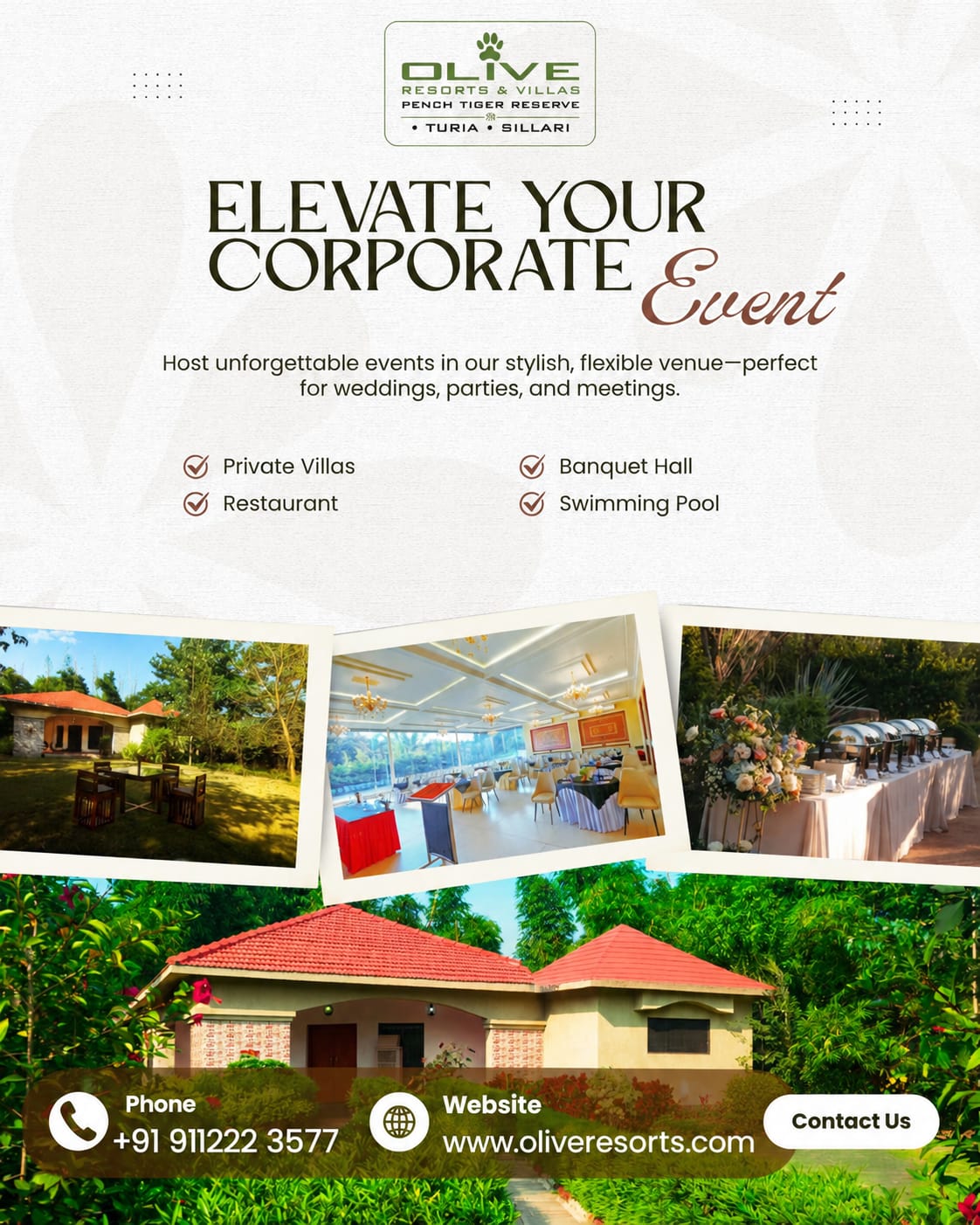 Olive Resorts - PENCH Tiger Reserve Facebook ad: Host Premium Events at Olive Resorts