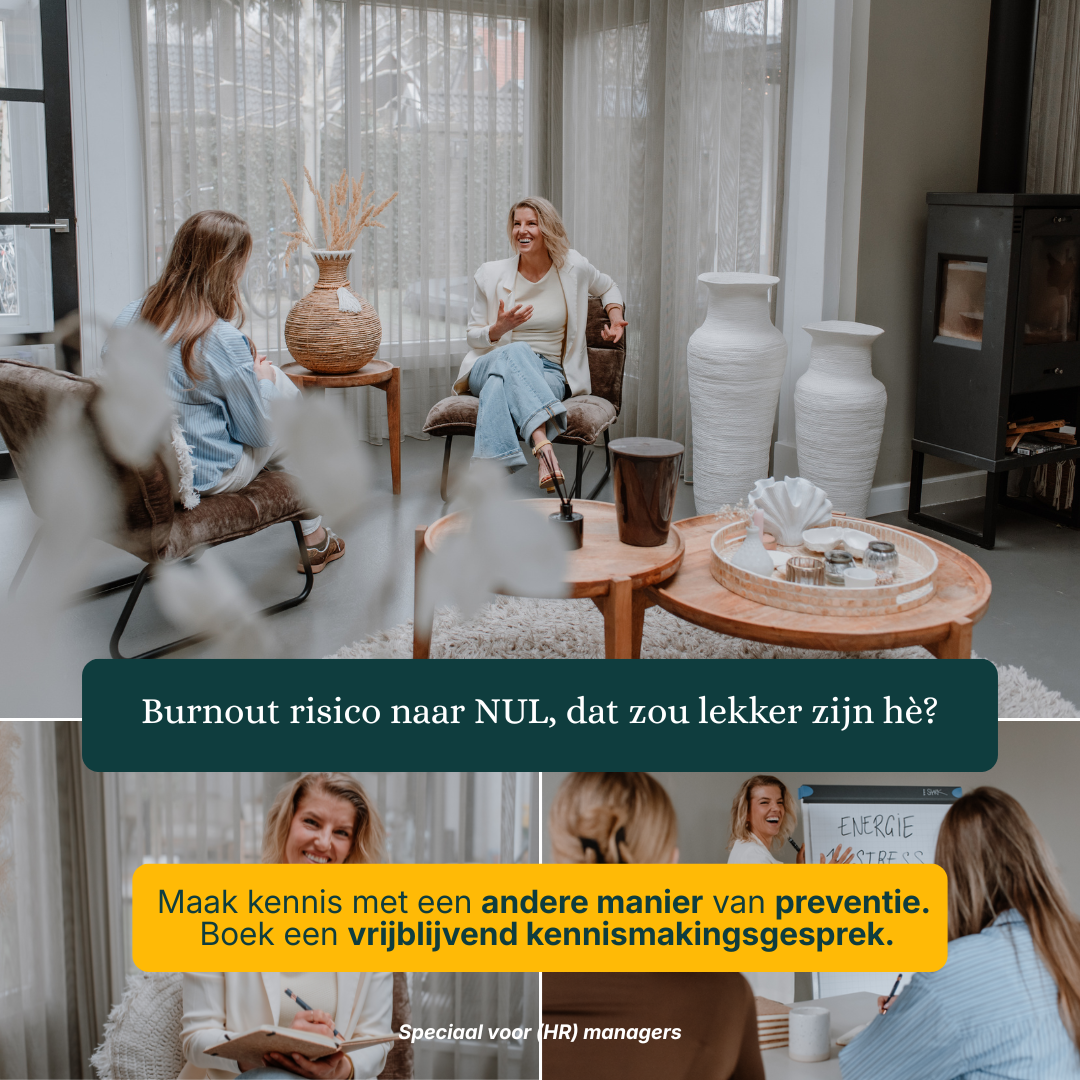 Fenne Oostewaal - Burnoutpreventie voor Teams Facebook ad: Burnoutpreventie voor je team - Boek kennismaking