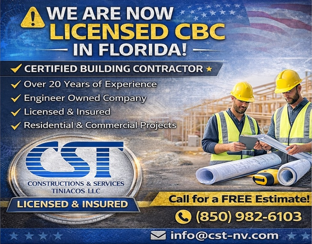 Constructions & Services Tiniacos, LLC Facebook ad: BIG NEWS FROM CST!
