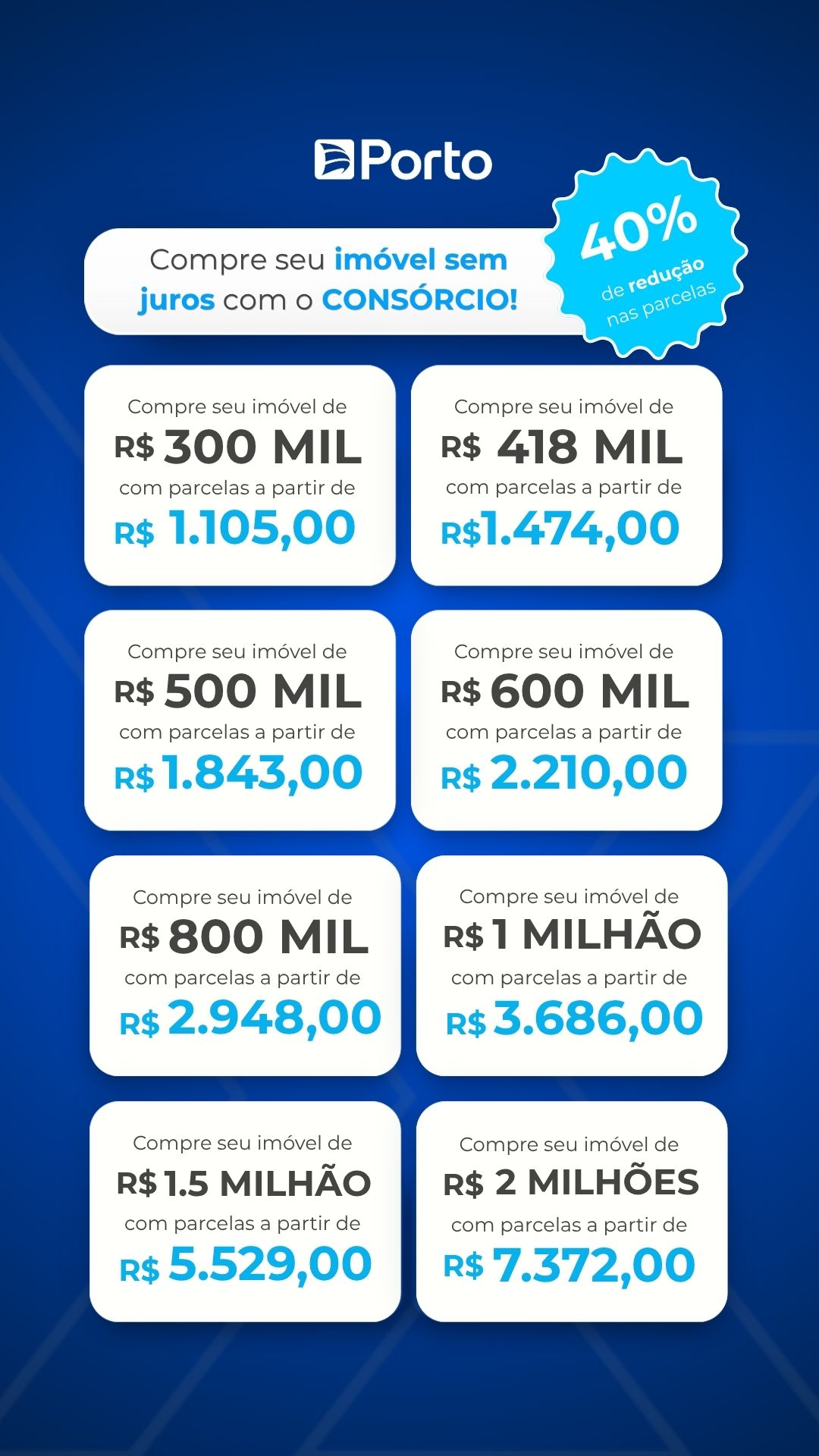 Porto Next Consórcio Facebook ad from Jul 9, 2026