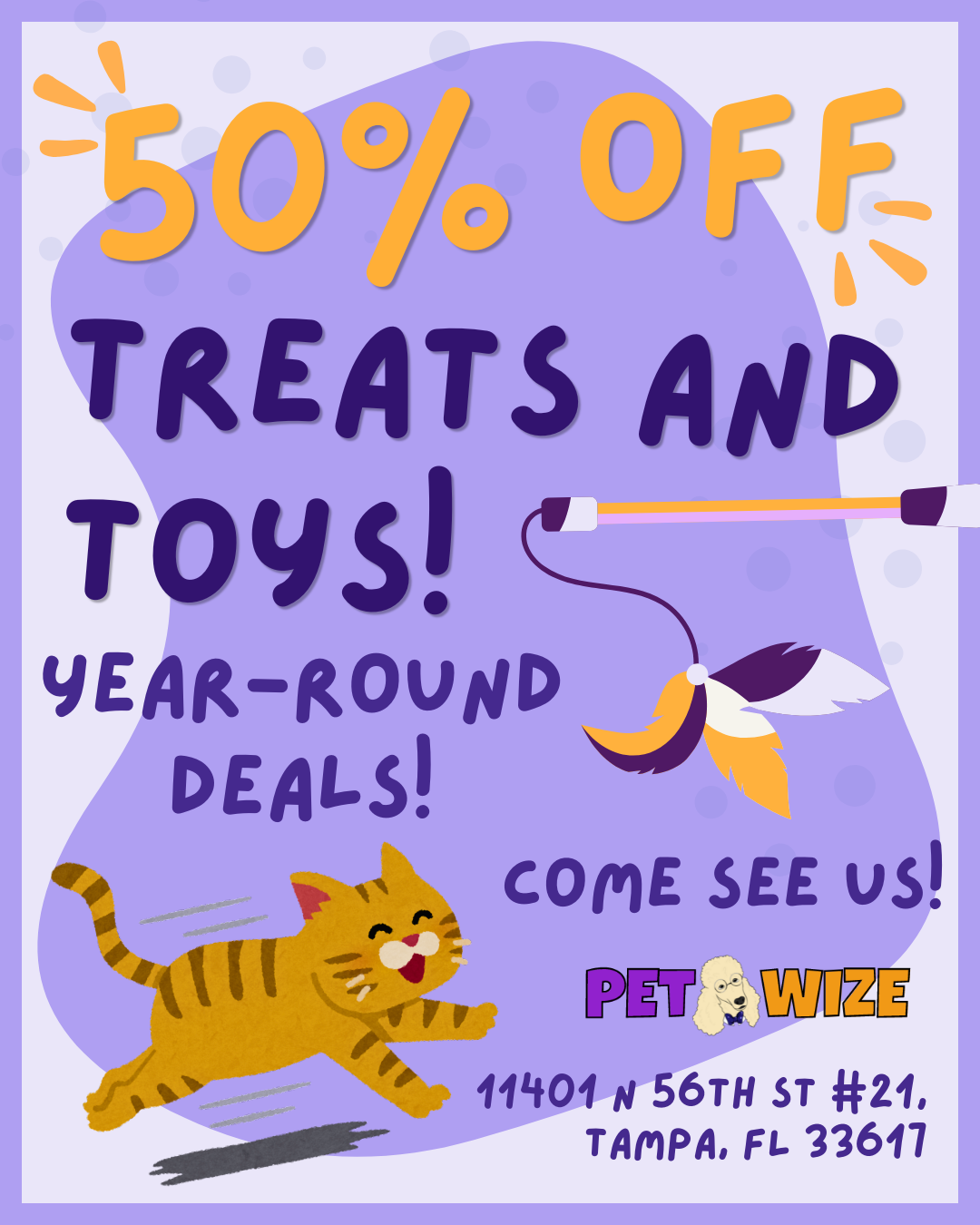 Pet Wize Facebook ad: Pet Food & Supplies 20-50% Off ALWAYS | Tampa, FL | Pet Wize