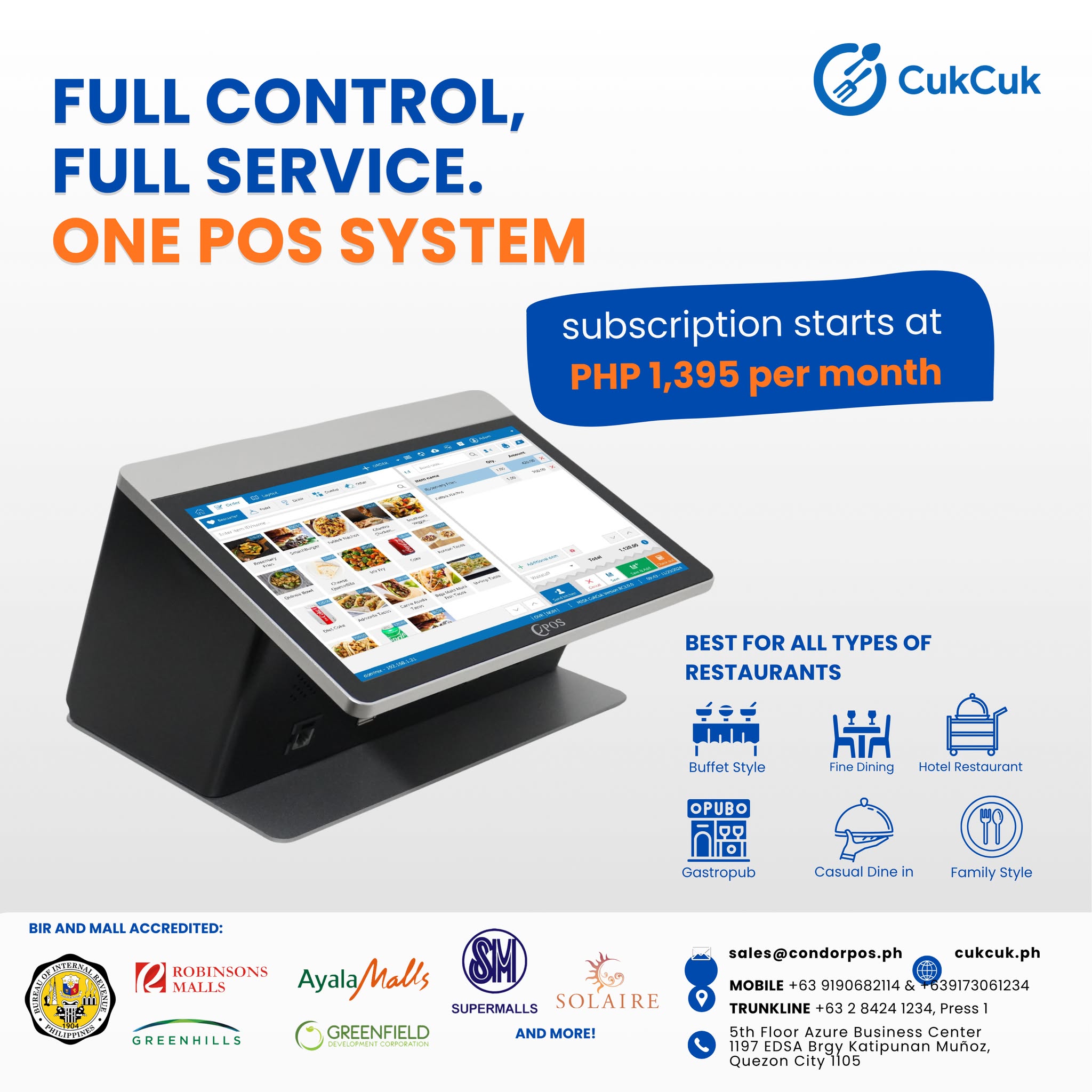 CukCuk Philippines (Operated by Condor POS Solutions) Facebook ad: BIR & Mall Accredited