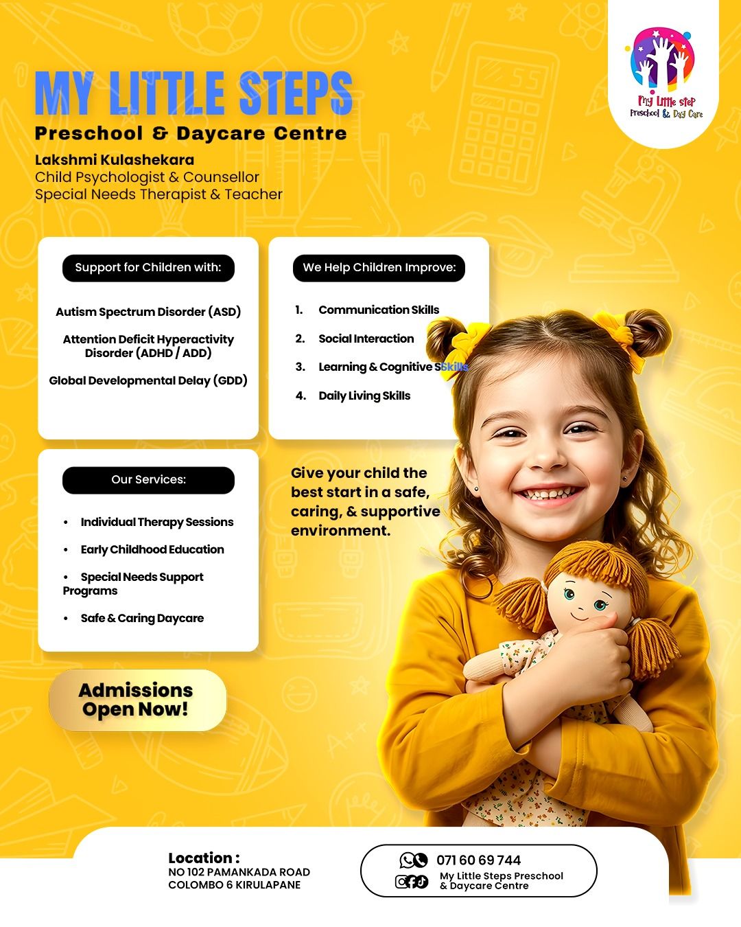 My Little Step Preschool & Day Care Facebook ad: Admission open now