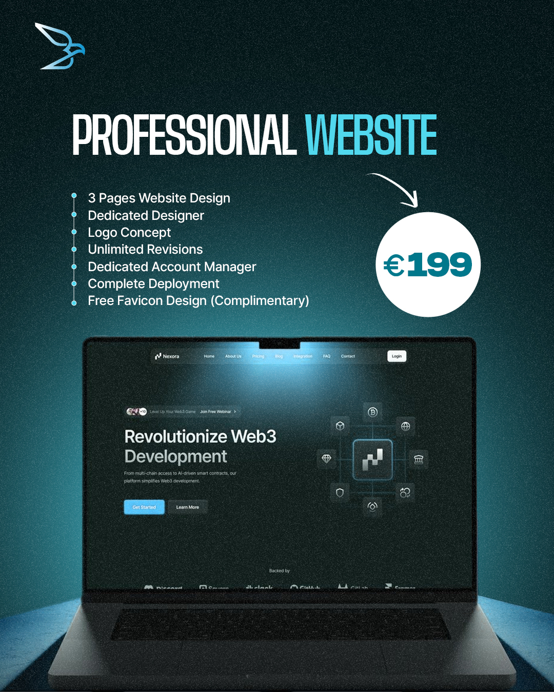 Blue Hawke Facebook ad: Business Website for €199