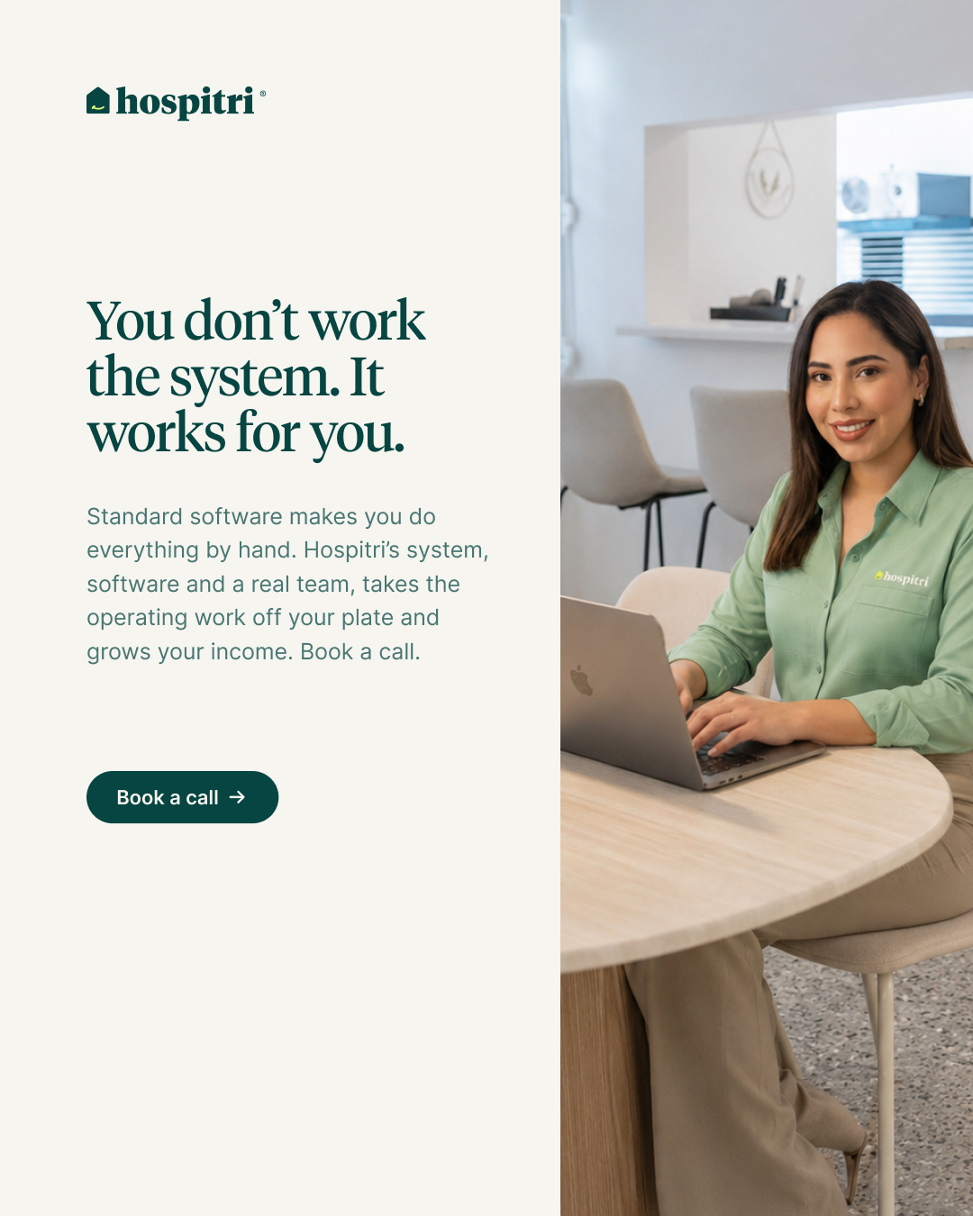 Hospitri Facebook ad: Turn your Airbnb into a booking magnet.