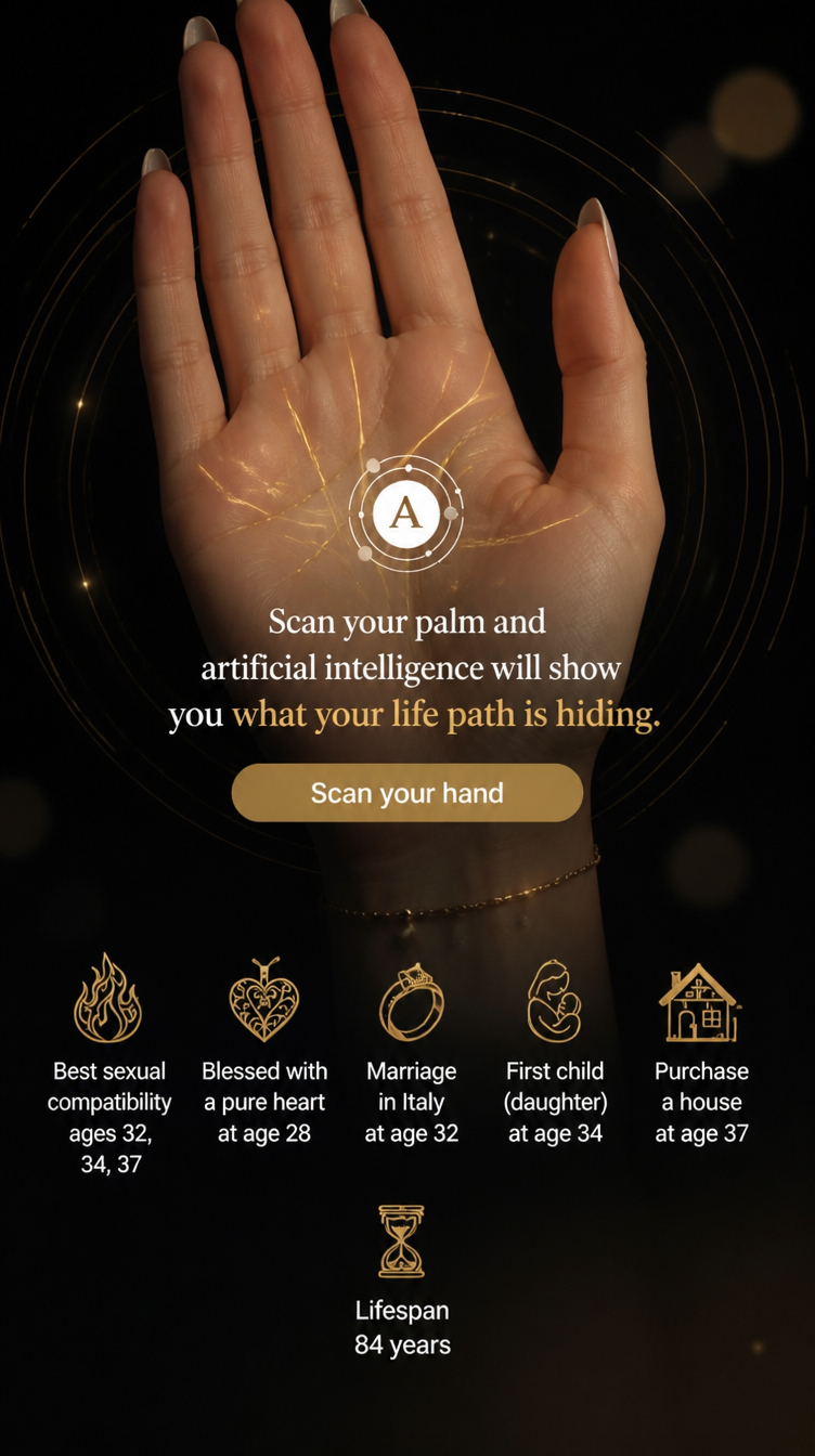 Azora: Your Perfect Match Facebook ad: What Does Your Palm Reveal?