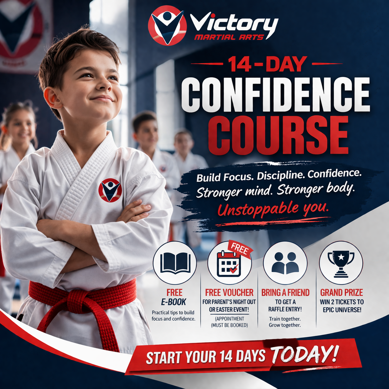 Victory Martial Arts Facebook ad from Apr 14, 2026