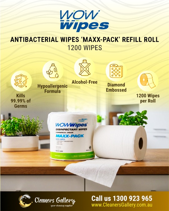 Cleaners Gallery Facebook ad: 1200 wipes. Zero alcohol.