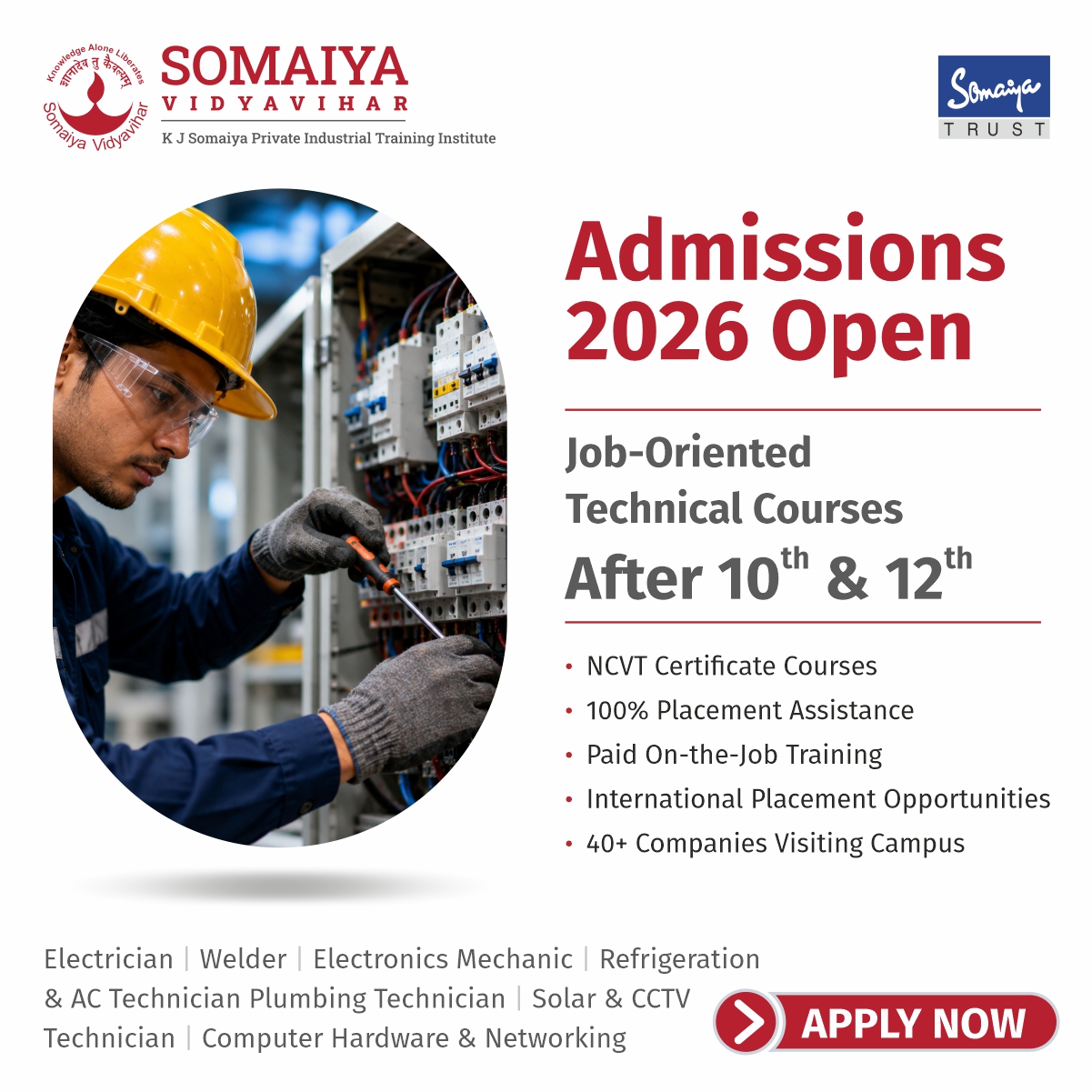 K J Somaiya Private Industrial Training Institute Facebook ad: Admission 2026
