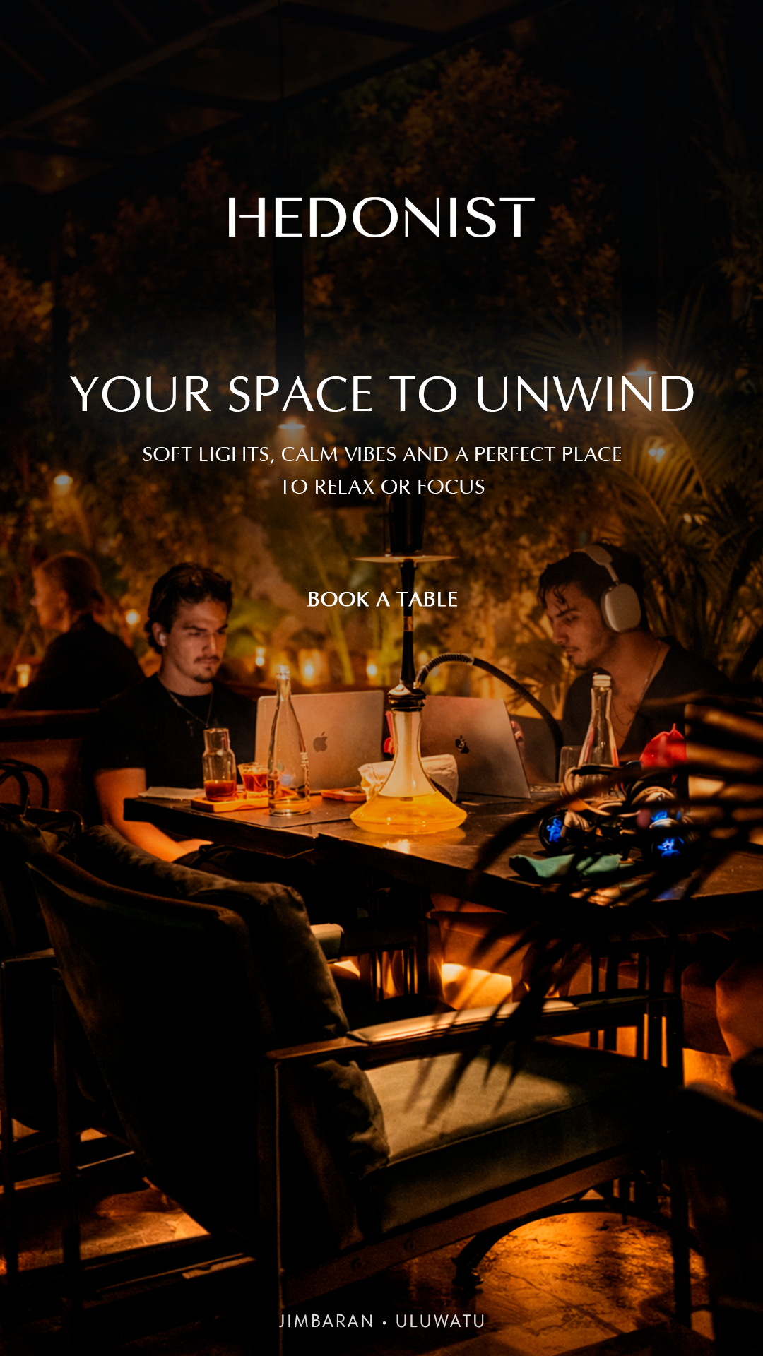 Hedonist Bali Facebook ad: Beautiful dishes, signature cocktails, vibrant atmosphere…