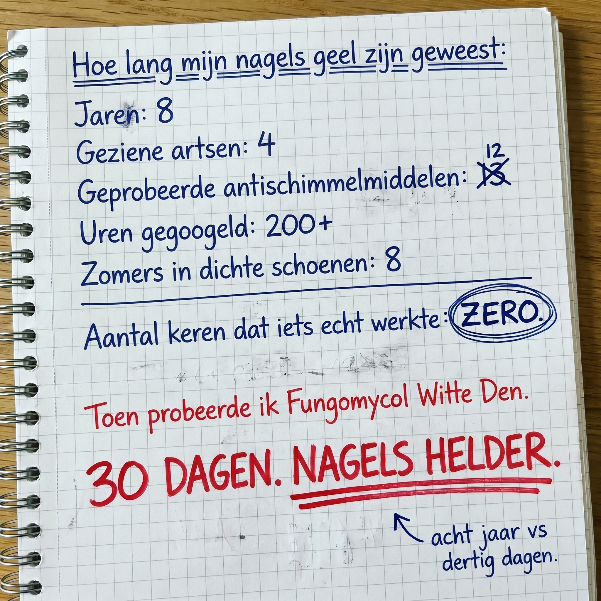 Biologische Cosmetica - InaEssentials.nl Facebook ad: 8 jaar gele nagels. 30 dagen en alles veranderd.