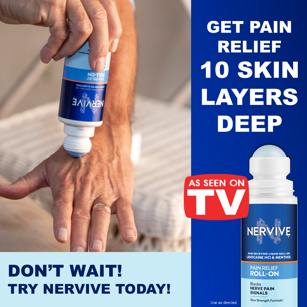 Nervive Facebook ad: NERVIVE PAIN RELIEF ROLL ON