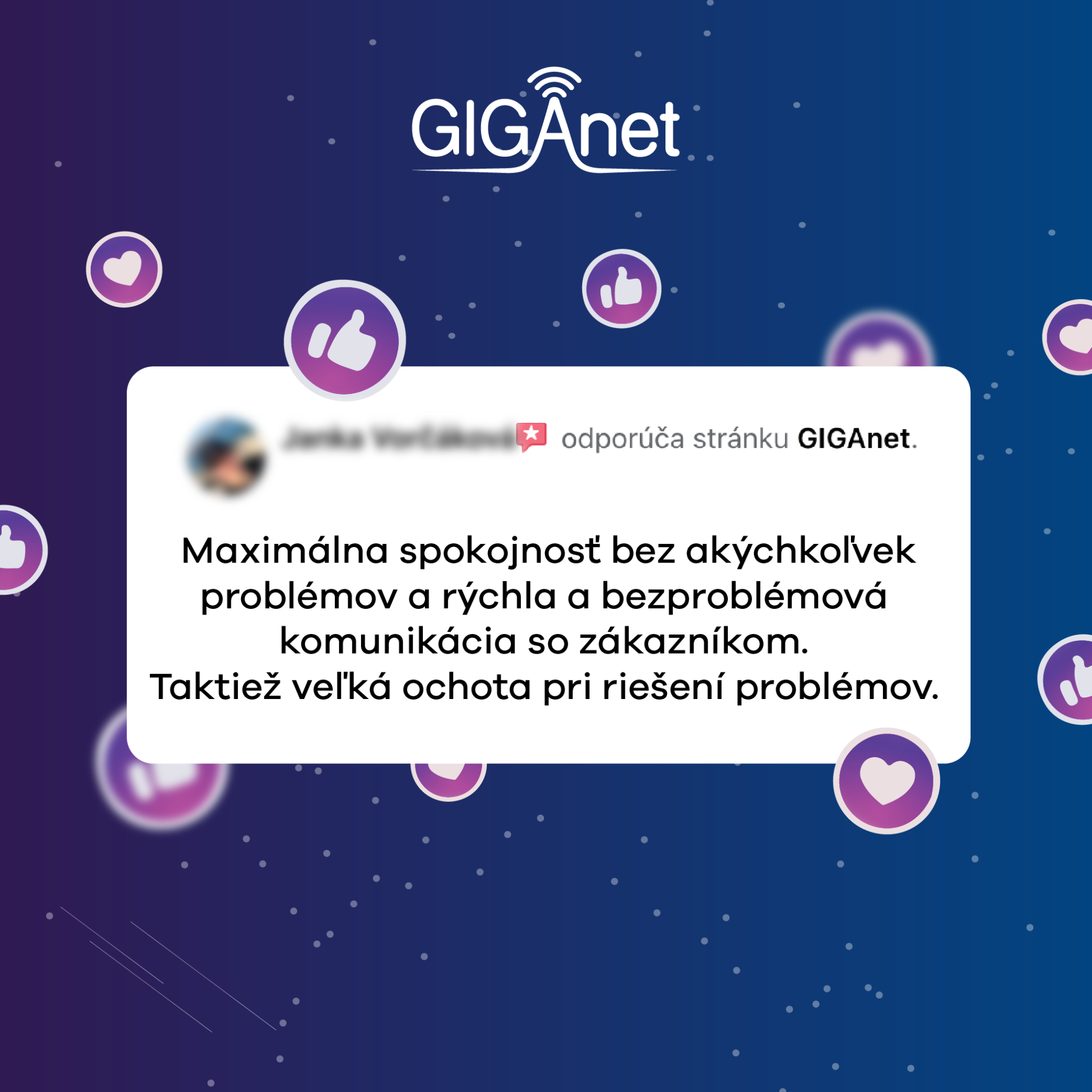 GIGAnet Facebook ad: Pre tých, čo chcú ísť vždy len dopredu.