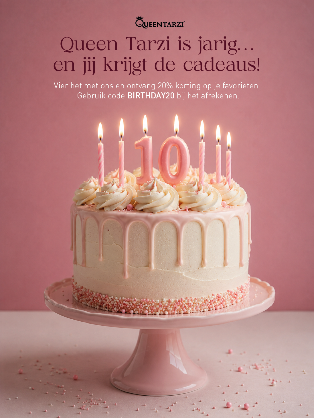 QueenTarzi Facebook ad: Tijd voor een feestje!